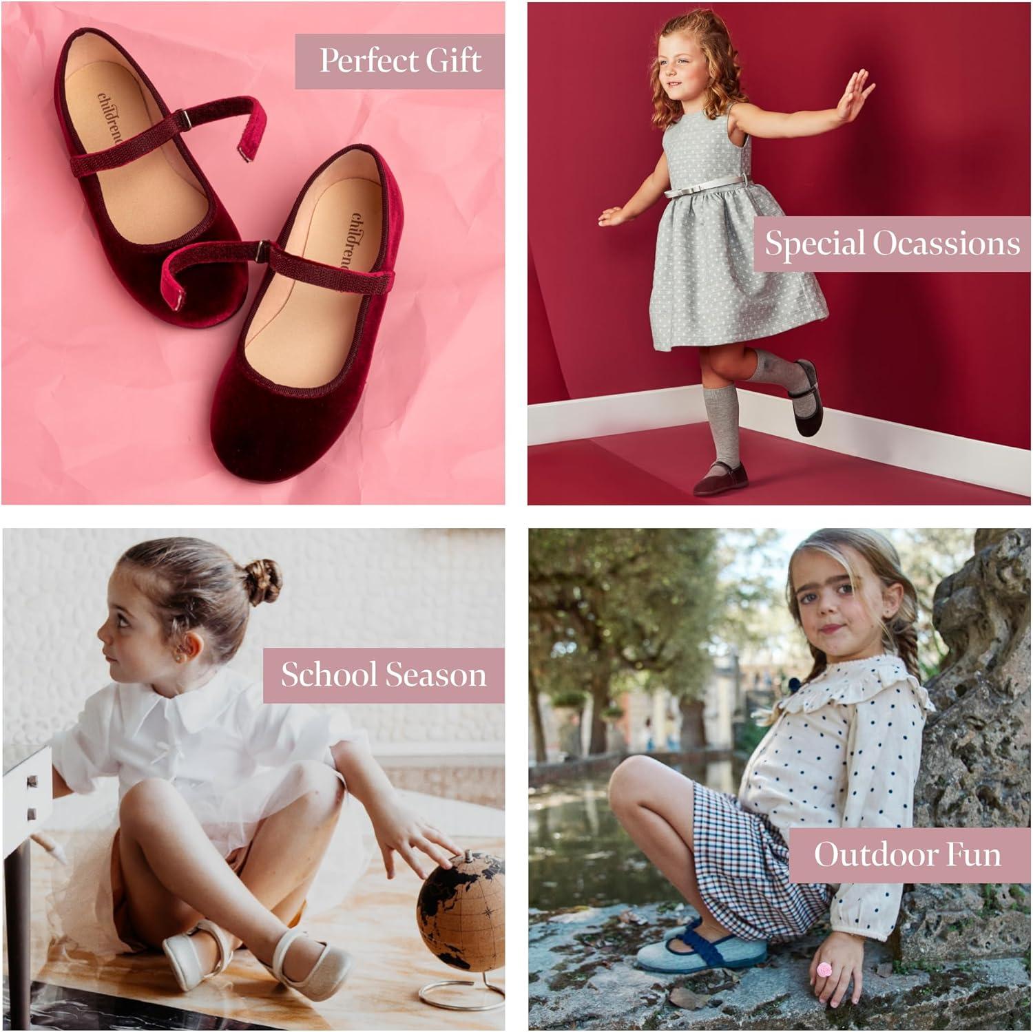 imageChildrenchic Mary Jane Shoes for Girls Classic ampamp Comfortable Dress Shoes for Toddlers ampamp Kids Perfect Flats for School Play and Special Occasions SuedeBurgundy