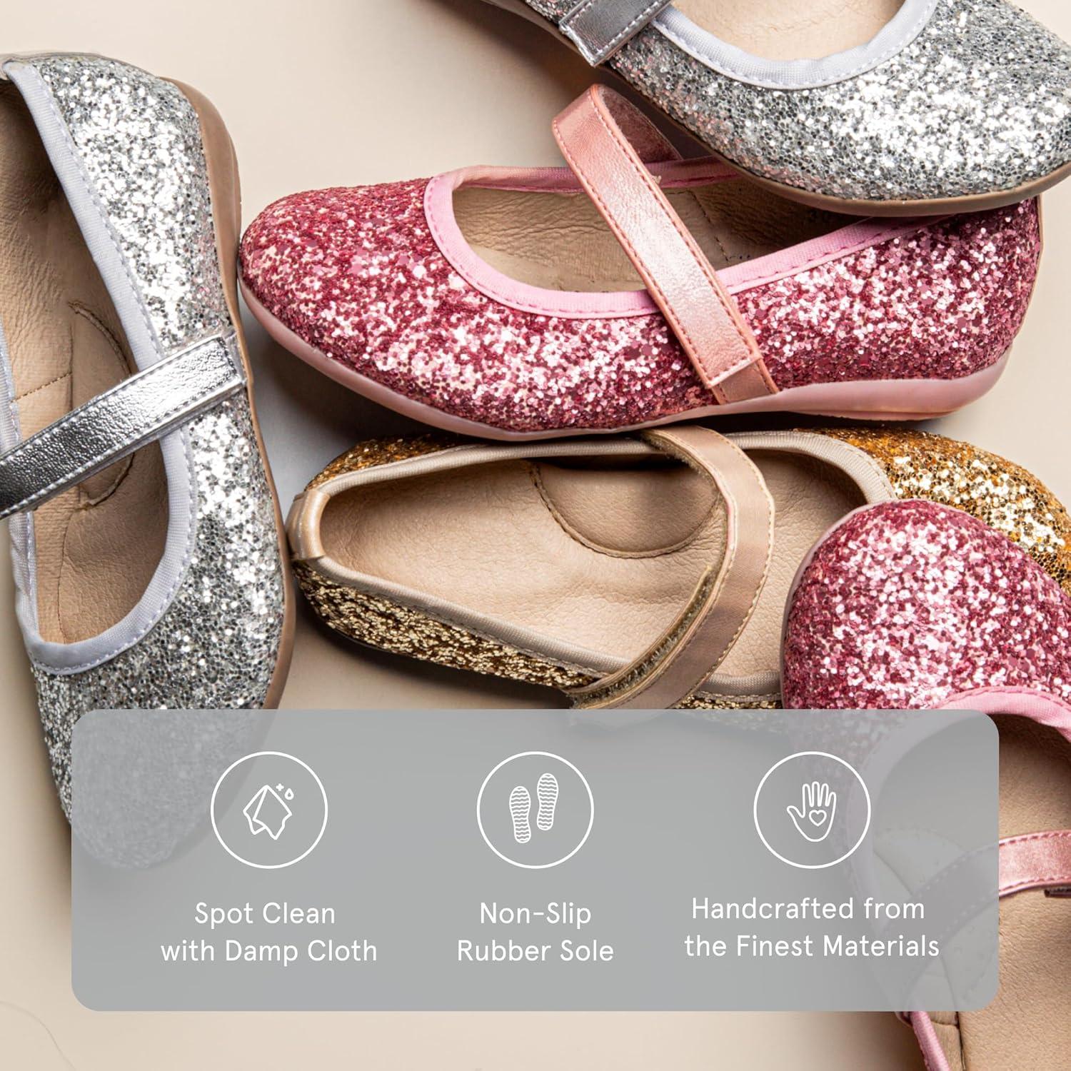 imageChildrenchic Mary Jane Shoes for Girls Classic ampamp Comfortable Dress Shoes for Toddlers ampamp Kids Perfect Flats for School Play and Special Occasions ShimmerGold Glitter