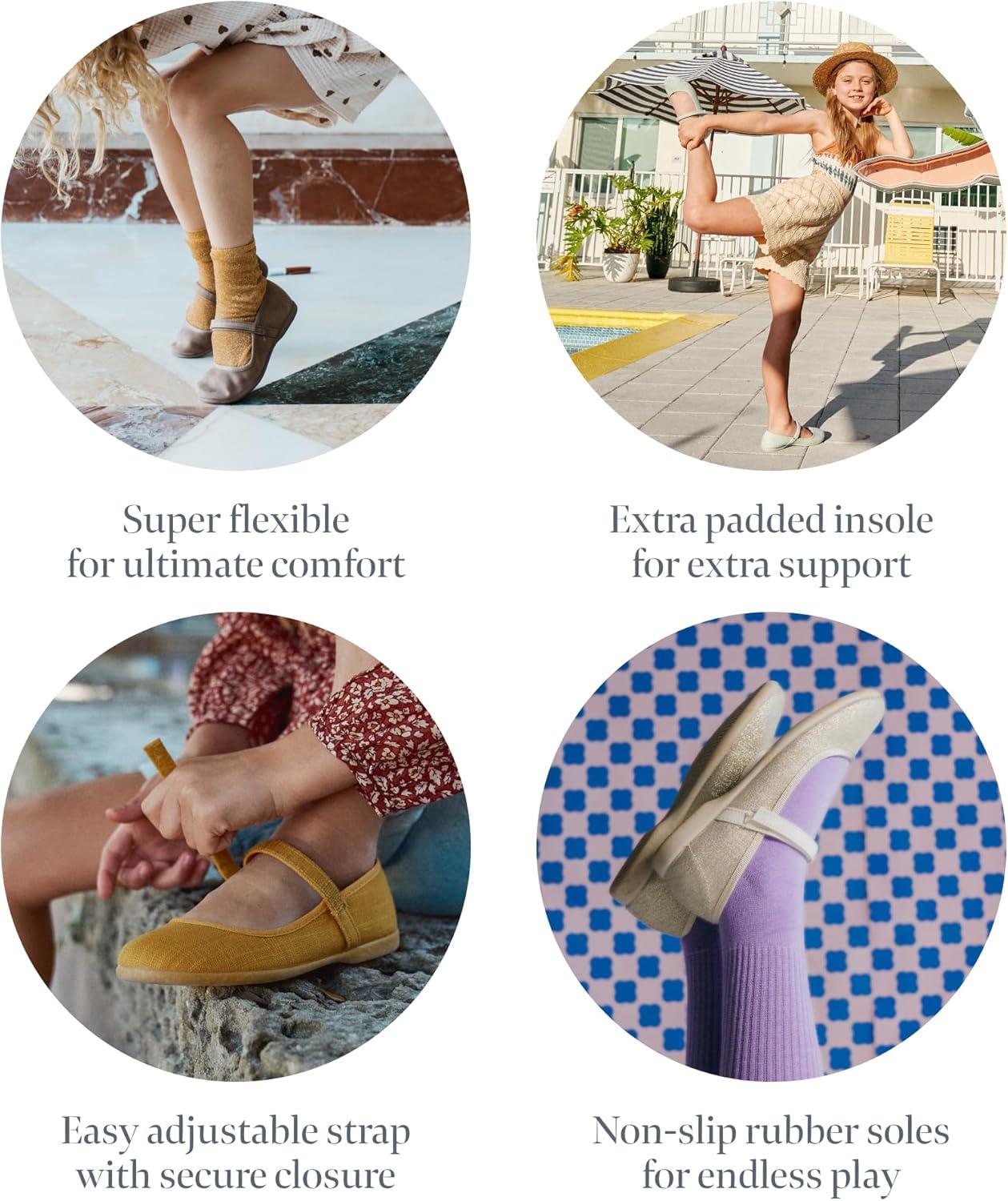 imageChildrenchic Mary Jane Shoes for Girls Classic ampamp Comfortable Dress Shoes for Toddlers ampamp Kids Perfect Flats for School Play and Special Occasions CanvasBlue Indigo