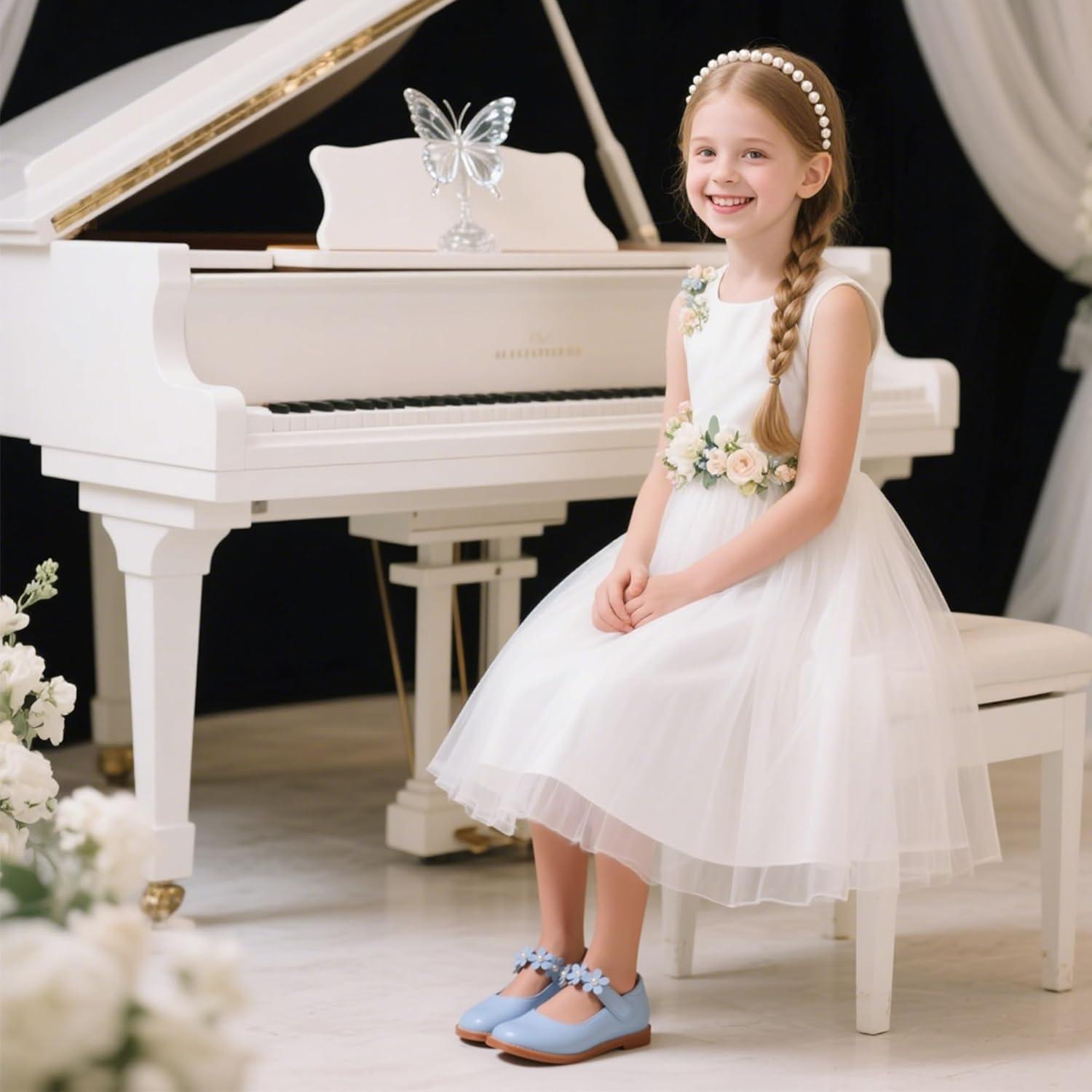 imageKiderence Girls Flat Dress Shoes School Oxfords Marry Jane ToddlerLittle KidsCk501 Blue