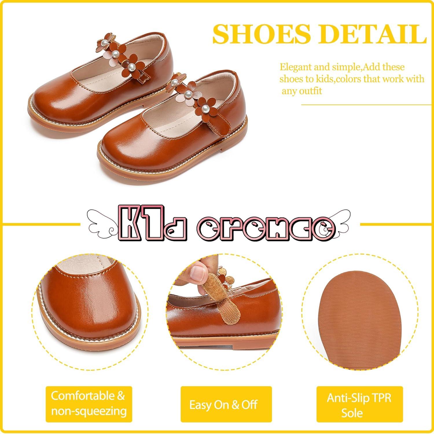 imageKiderence Girls Flat Dress Shoes School Oxfords Marry Jane ToddlerLittle KidsCk501 Brown