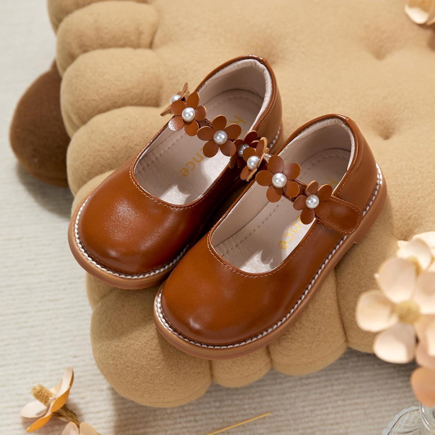 imageKiderence Girls Flat Dress Shoes School Oxfords Marry Jane ToddlerLittle KidsCk501 Brown