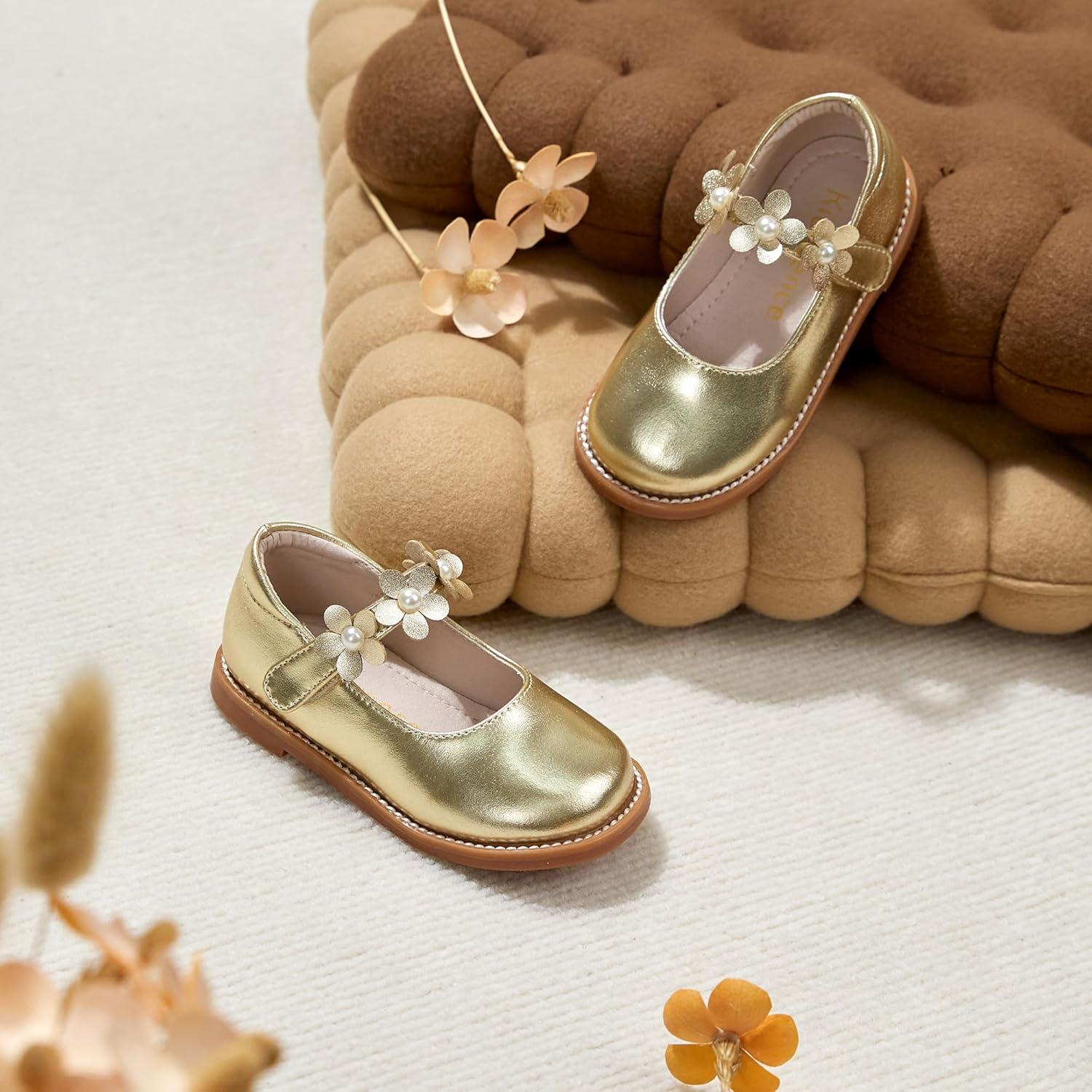 imageKiderence Girls Flat Dress Shoes School Oxfords Marry Jane ToddlerLittle KidsCk501 Gold