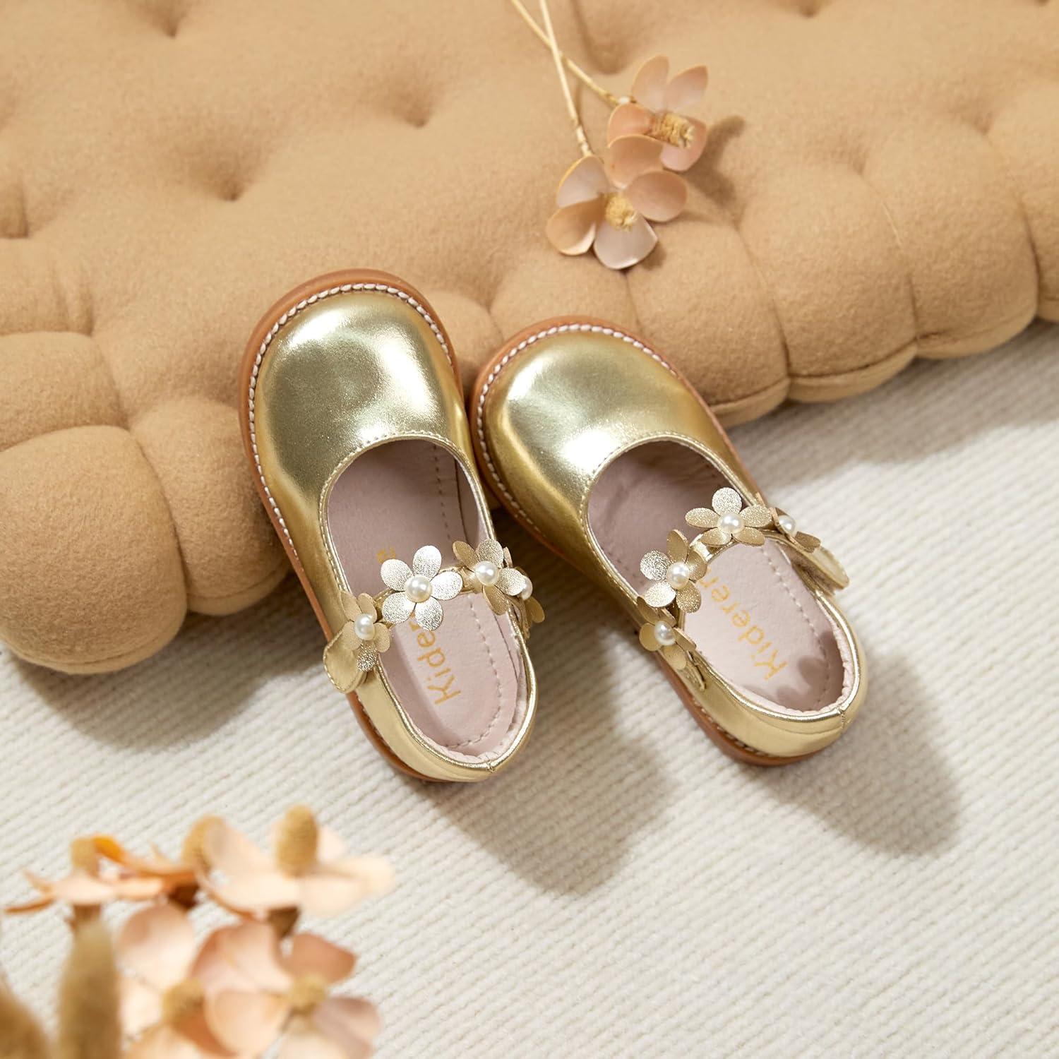 imageKiderence Girls Flat Dress Shoes School Oxfords Marry Jane ToddlerLittle KidsCk501 Gold