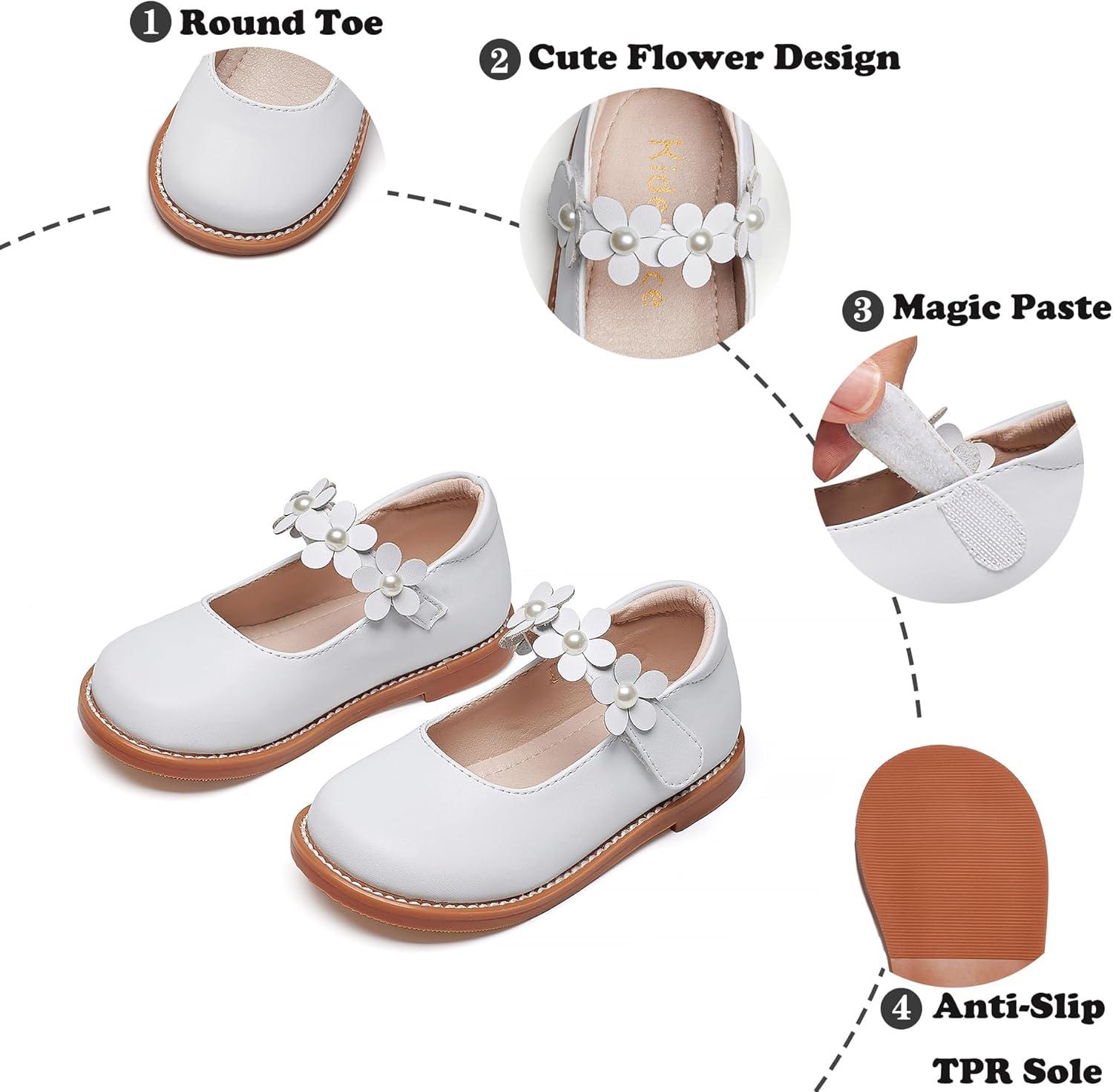 imageKiderence Girls Flat Dress Shoes School Oxfords Marry Jane ToddlerLittle KidsCk501 White