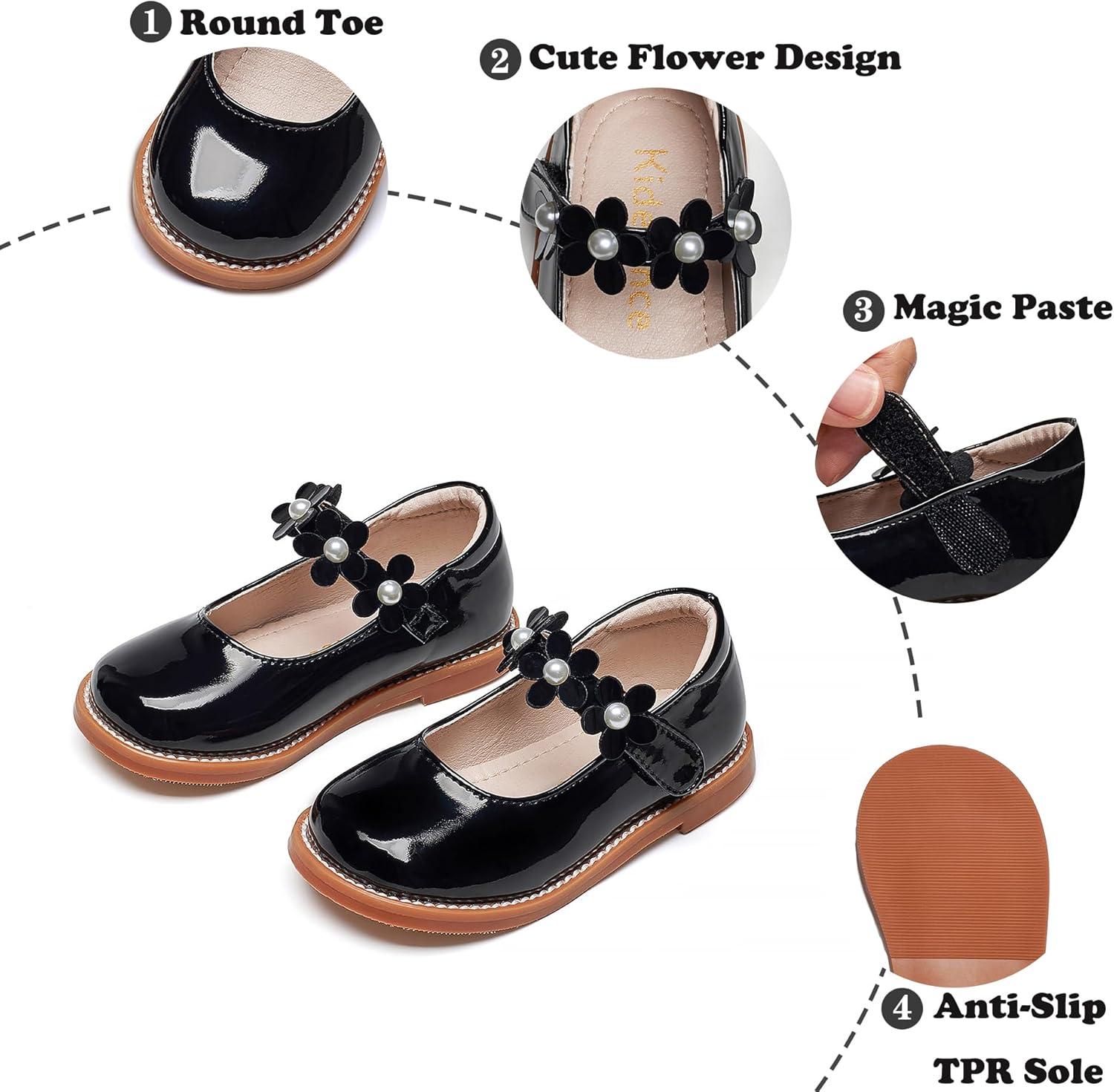 imageKiderence Girls Flat Dress Shoes School Oxfords Marry Jane ToddlerLittle KidsCk502 Black