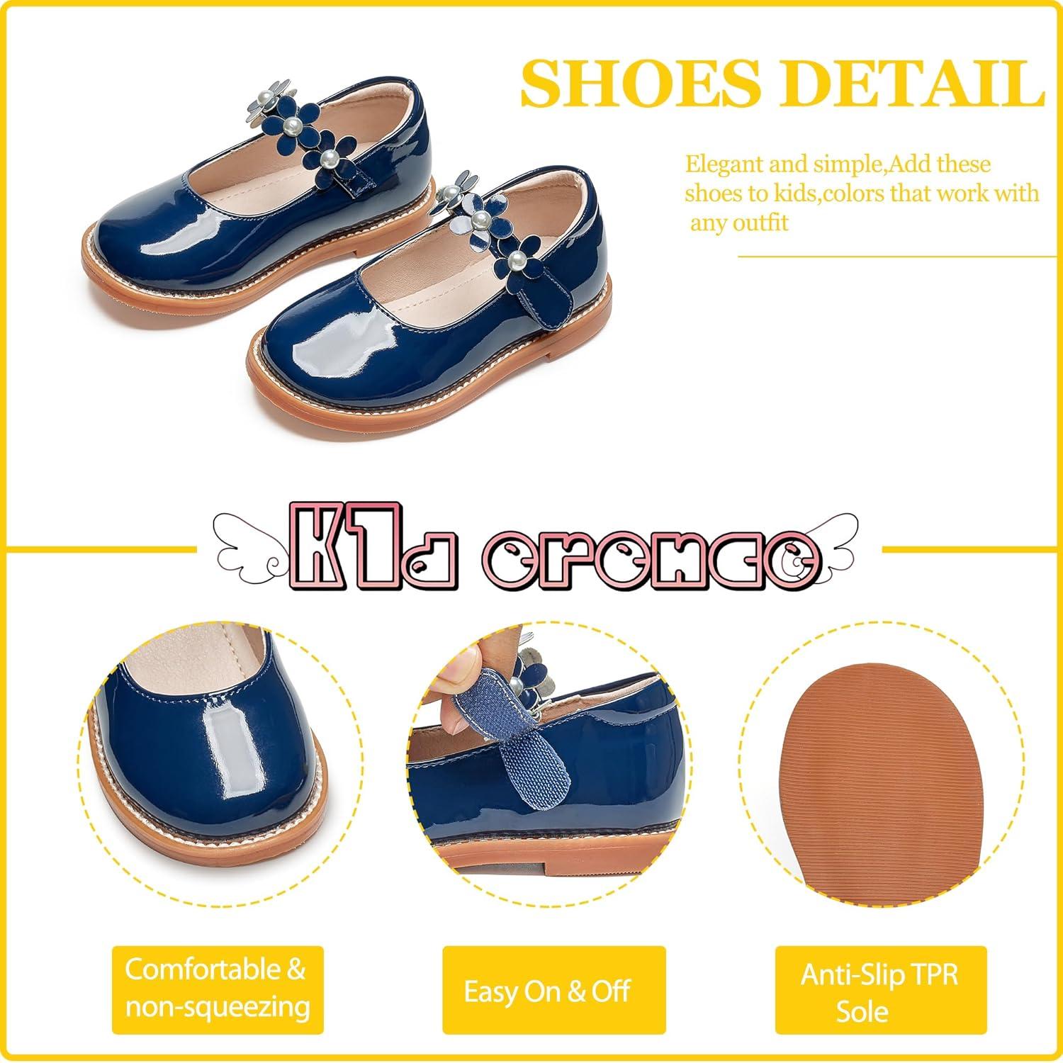 imageKiderence Girls Flat Dress Shoes School Oxfords Marry Jane ToddlerLittle KidsCk502 Navy Blue