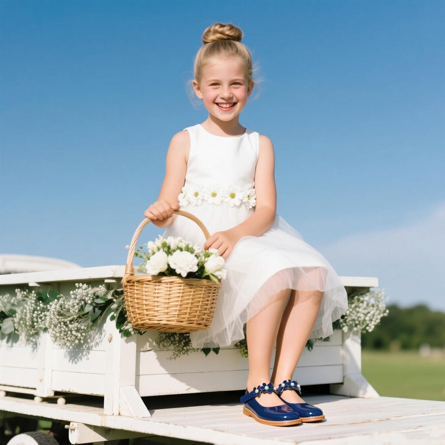 imageKiderence Girls Flat Dress Shoes School Oxfords Marry Jane ToddlerLittle KidsCk502 Navy Blue