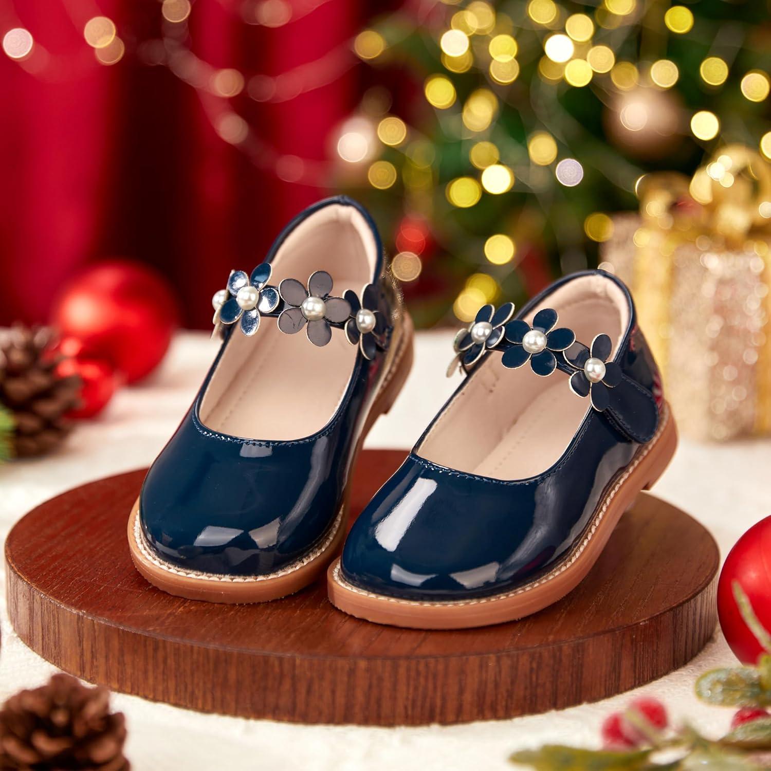 imageKiderence Girls Flat Dress Shoes School Oxfords Marry Jane ToddlerLittle KidsCk502 Navy Blue