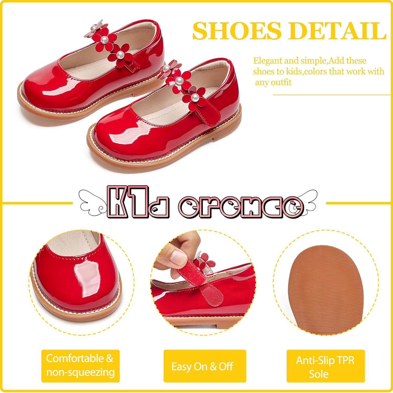 imageKiderence Girls Flat Dress Shoes School Oxfords Marry Jane ToddlerLittle KidsCk502 Red