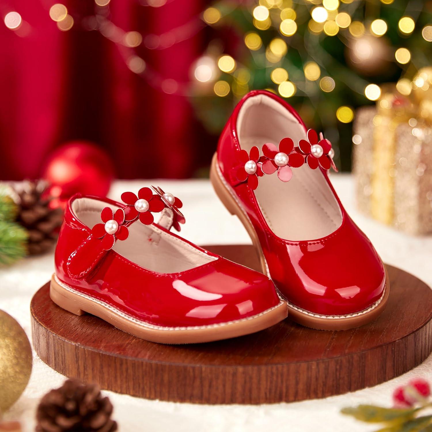 imageKiderence Girls Flat Dress Shoes School Oxfords Marry Jane ToddlerLittle KidsCk502 Red