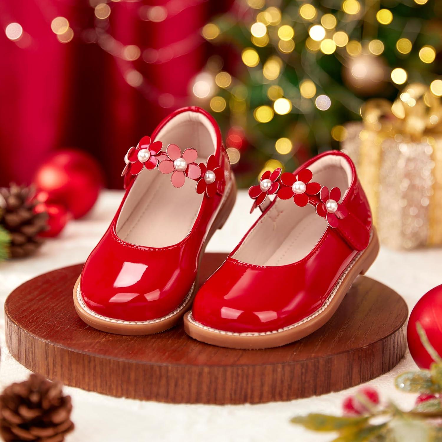 imageKiderence Girls Flat Dress Shoes School Oxfords Marry Jane ToddlerLittle KidsCk502 Red