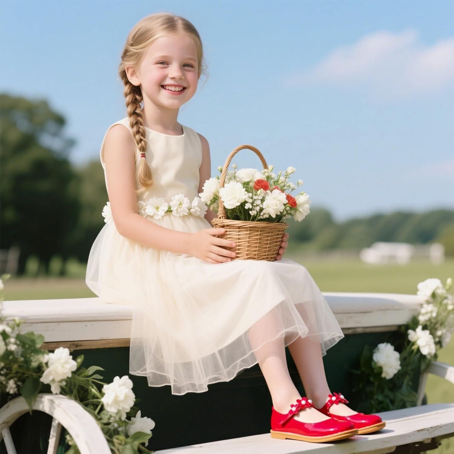 imageKiderence Girls Flat Dress Shoes School Oxfords Marry Jane ToddlerLittle KidsCk502 Red