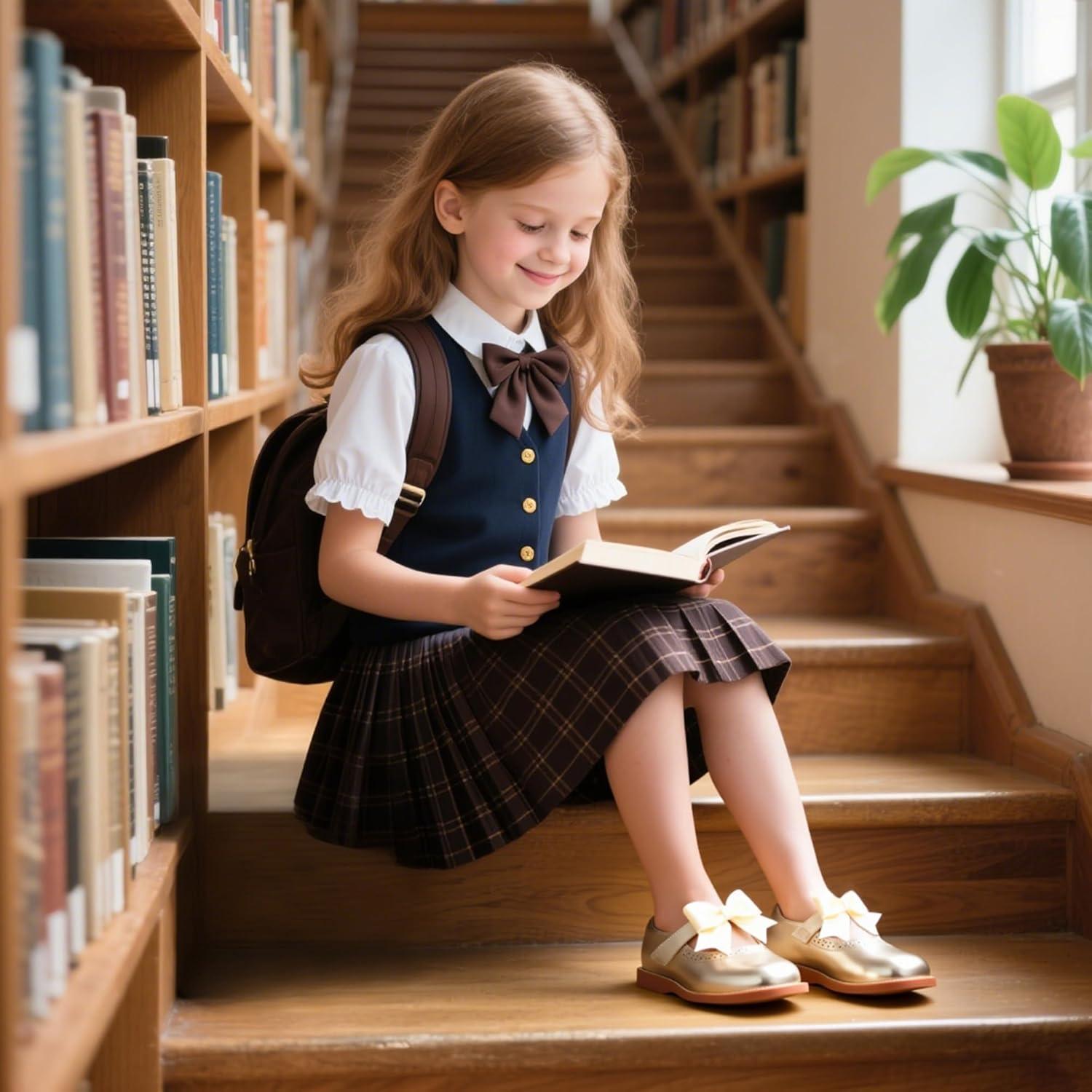 imageKiderence Girls Flat Dress Shoes School Oxfords Marry Jane ToddlerLittle KidsCk960 Gold