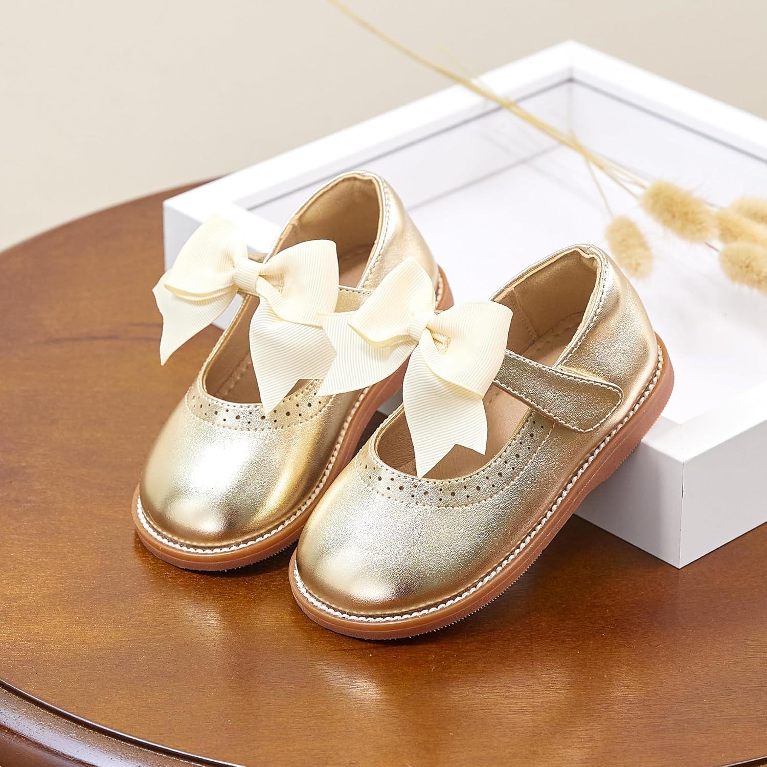 imageKiderence Girls Flat Dress Shoes School Oxfords Marry Jane ToddlerLittle KidsCk960 Gold