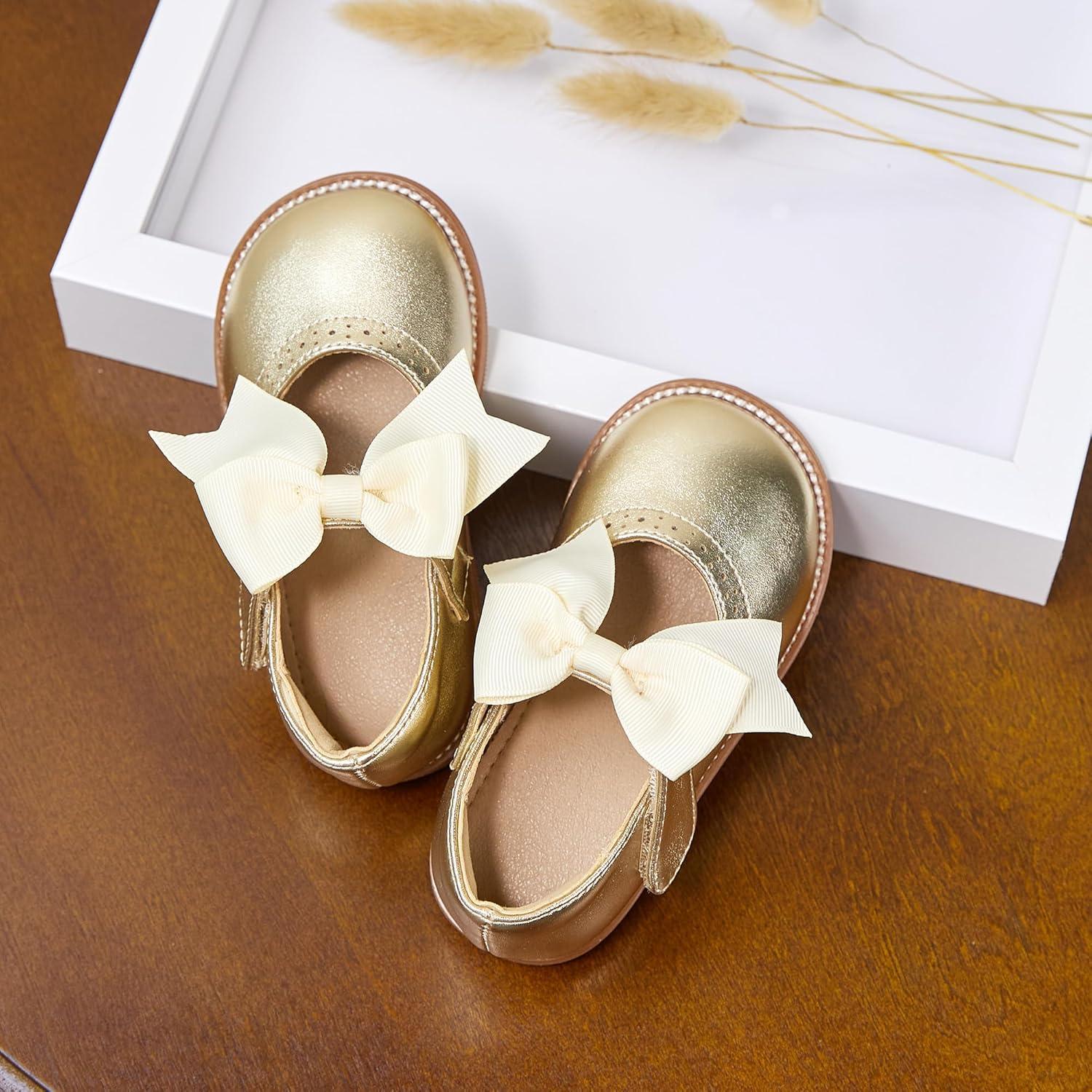 imageKiderence Girls Flat Dress Shoes School Oxfords Marry Jane ToddlerLittle KidsCk960 Gold