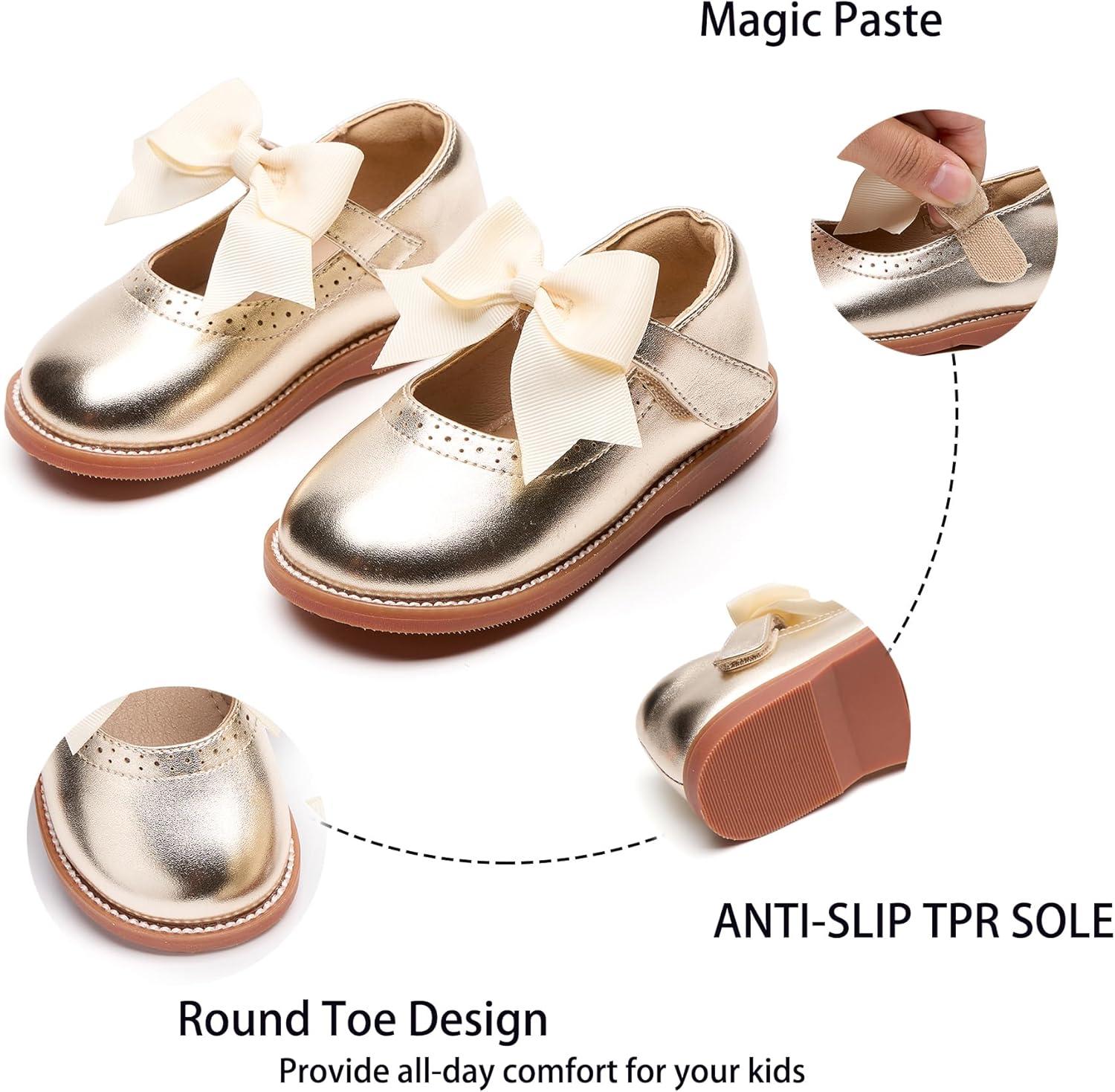 imageKiderence Girls Flat Dress Shoes School Oxfords Marry Jane ToddlerLittle KidsCk960 Gold