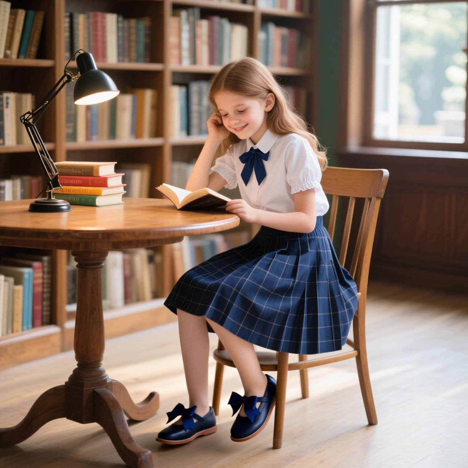 imageKiderence Girls Flat Dress Shoes School Oxfords Marry Jane ToddlerLittle KidsCk960 Navy Blue