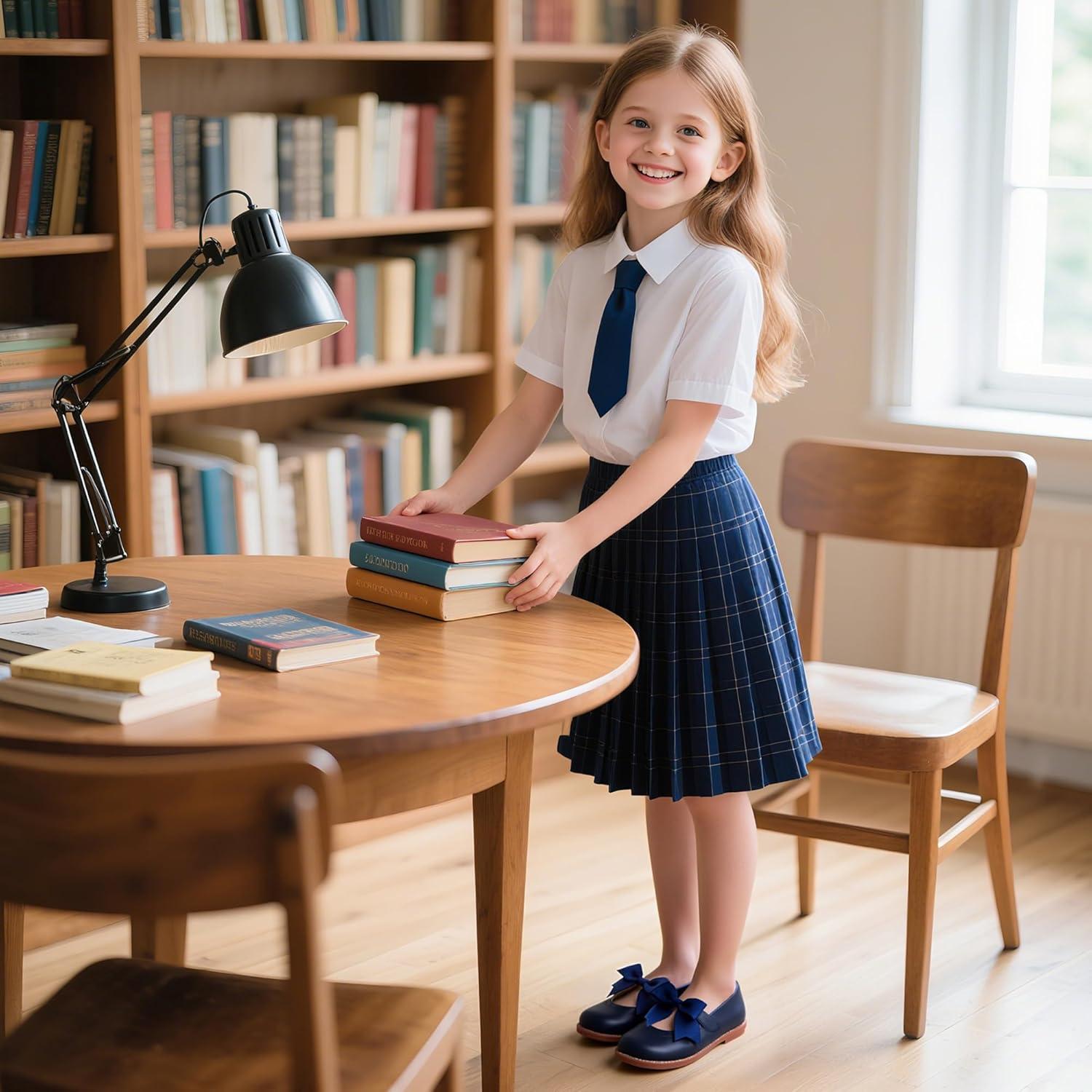 imageKiderence Girls Flat Dress Shoes School Oxfords Marry Jane ToddlerLittle KidsCk960 Navy Blue