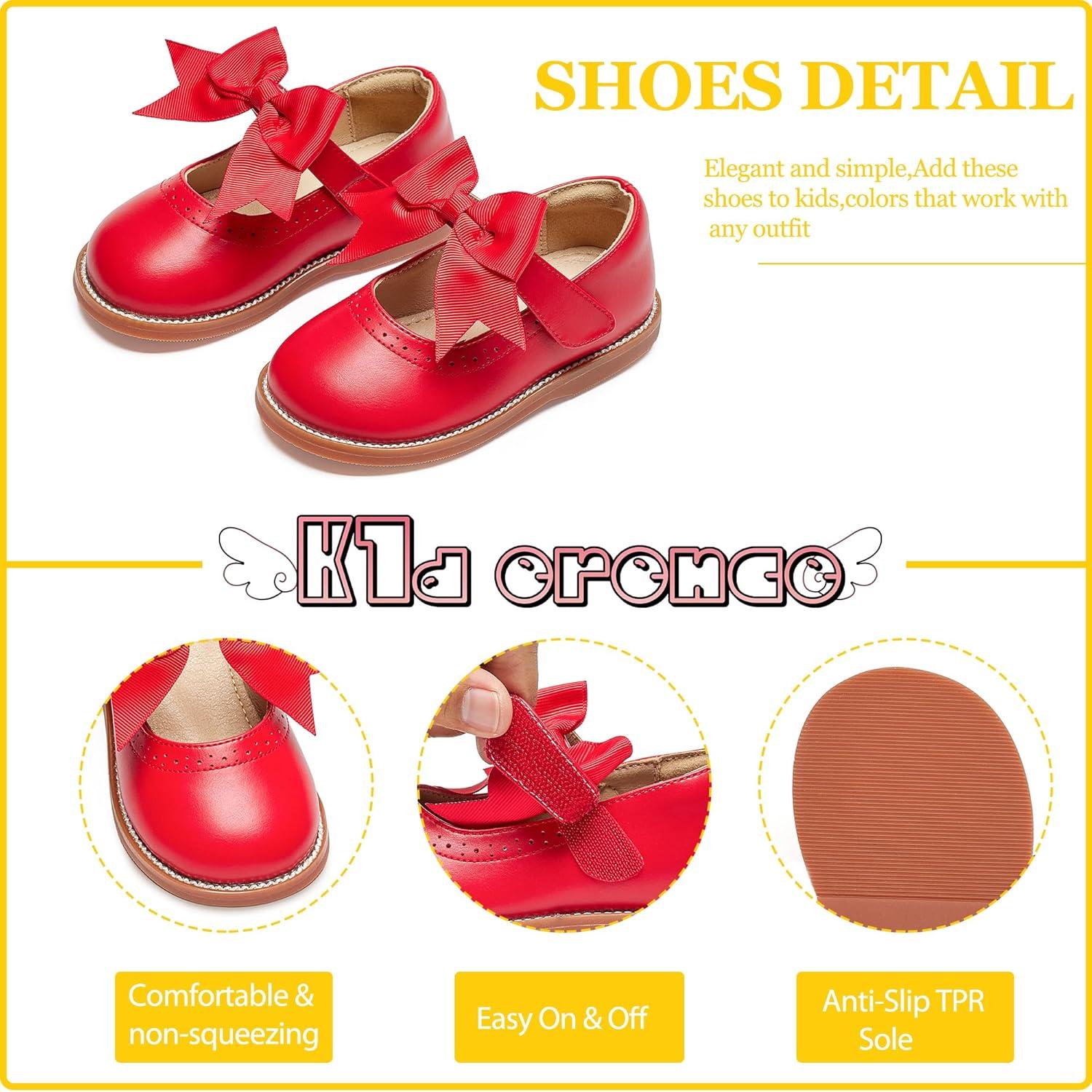 imageKiderence Girls Flat Dress Shoes School Oxfords Marry Jane ToddlerLittle KidsCk960 Red