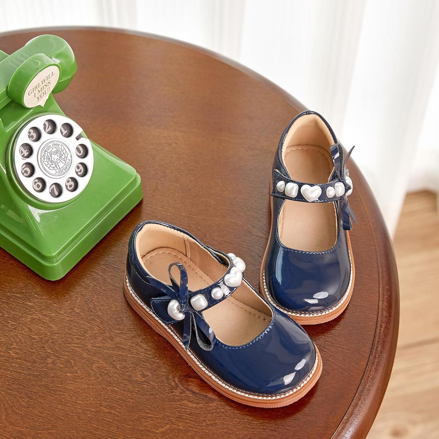 imageKiderence Girls Flat Dress Shoes School Oxfords Marry Jane ToddlerLittle KidsCk961 Navy Blue