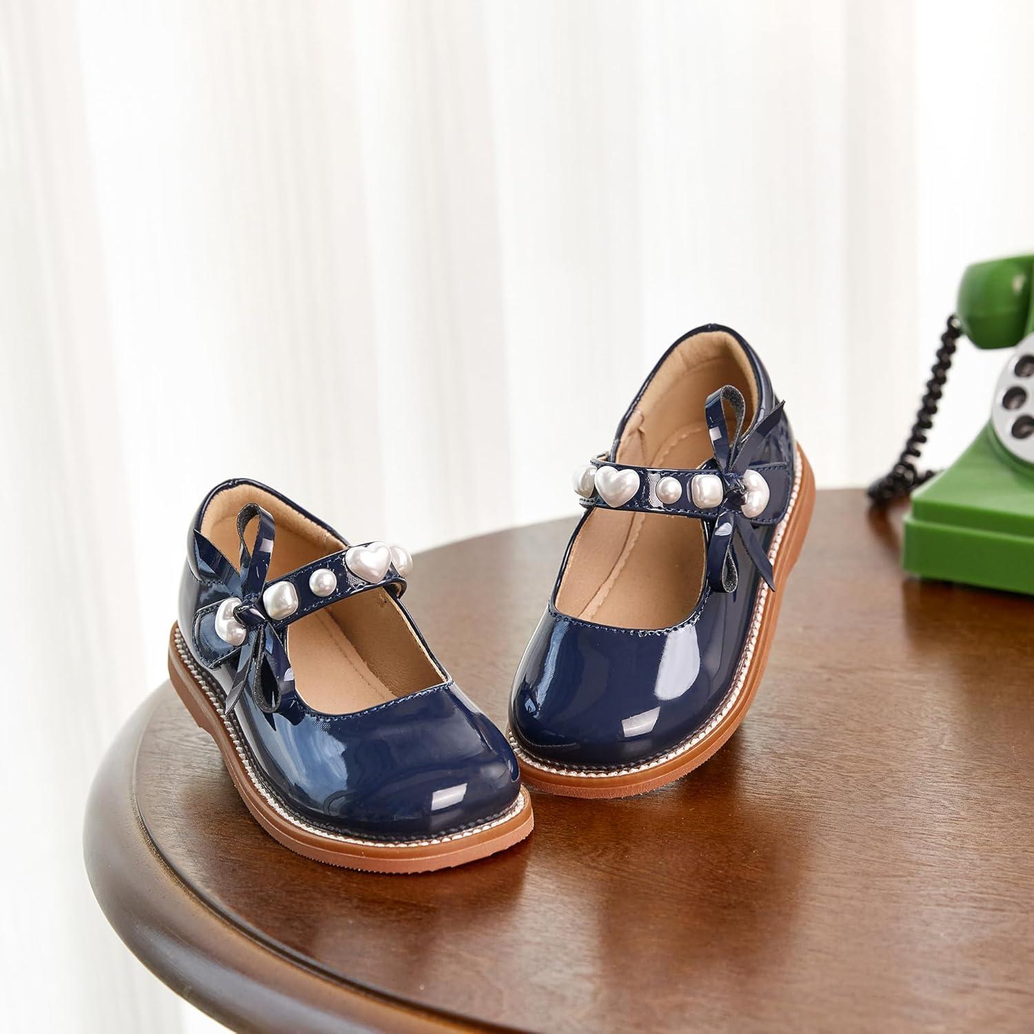 imageKiderence Girls Flat Dress Shoes School Oxfords Marry Jane ToddlerLittle KidsCk961 Navy Blue