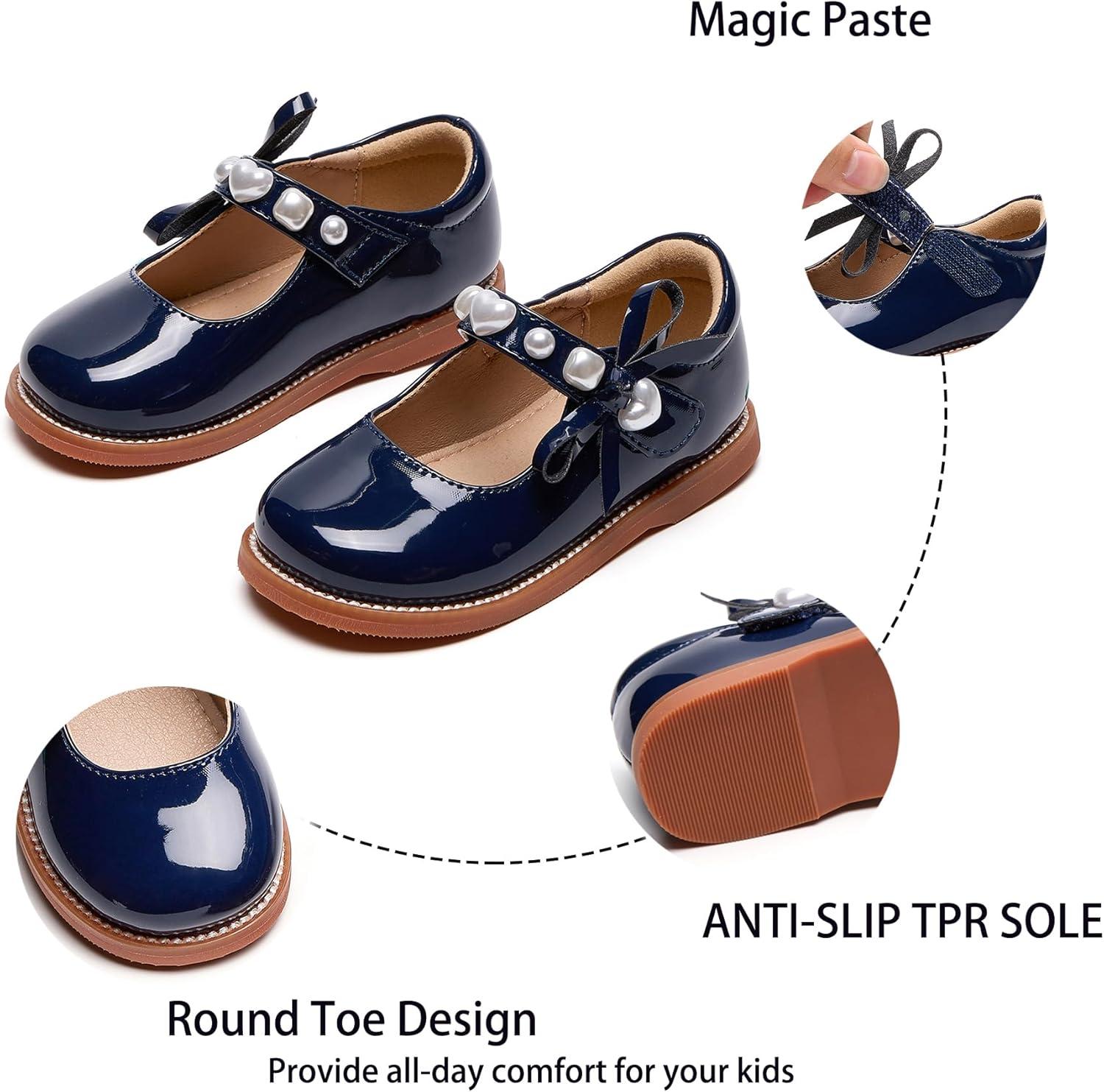 imageKiderence Girls Flat Dress Shoes School Oxfords Marry Jane ToddlerLittle KidsCk961 Navy Blue