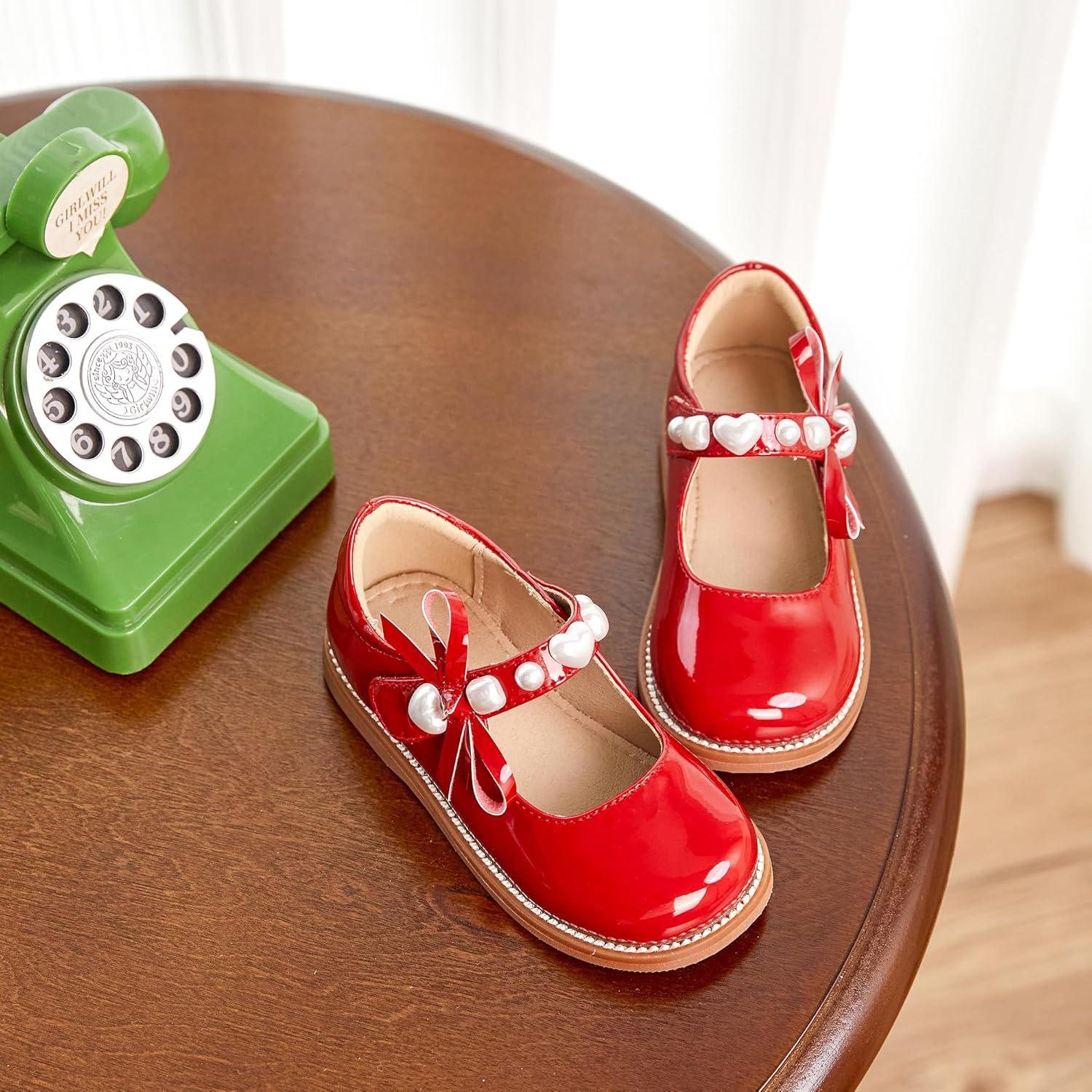 imageKiderence Girls Flat Dress Shoes School Oxfords Marry Jane ToddlerLittle KidsCk961 Red