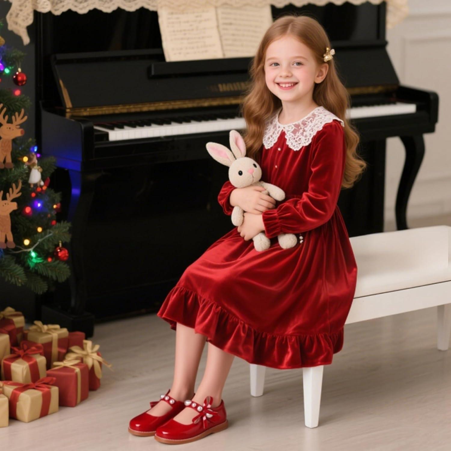 imageKiderence Girls Flat Dress Shoes School Oxfords Marry Jane ToddlerLittle KidsCk961 Red