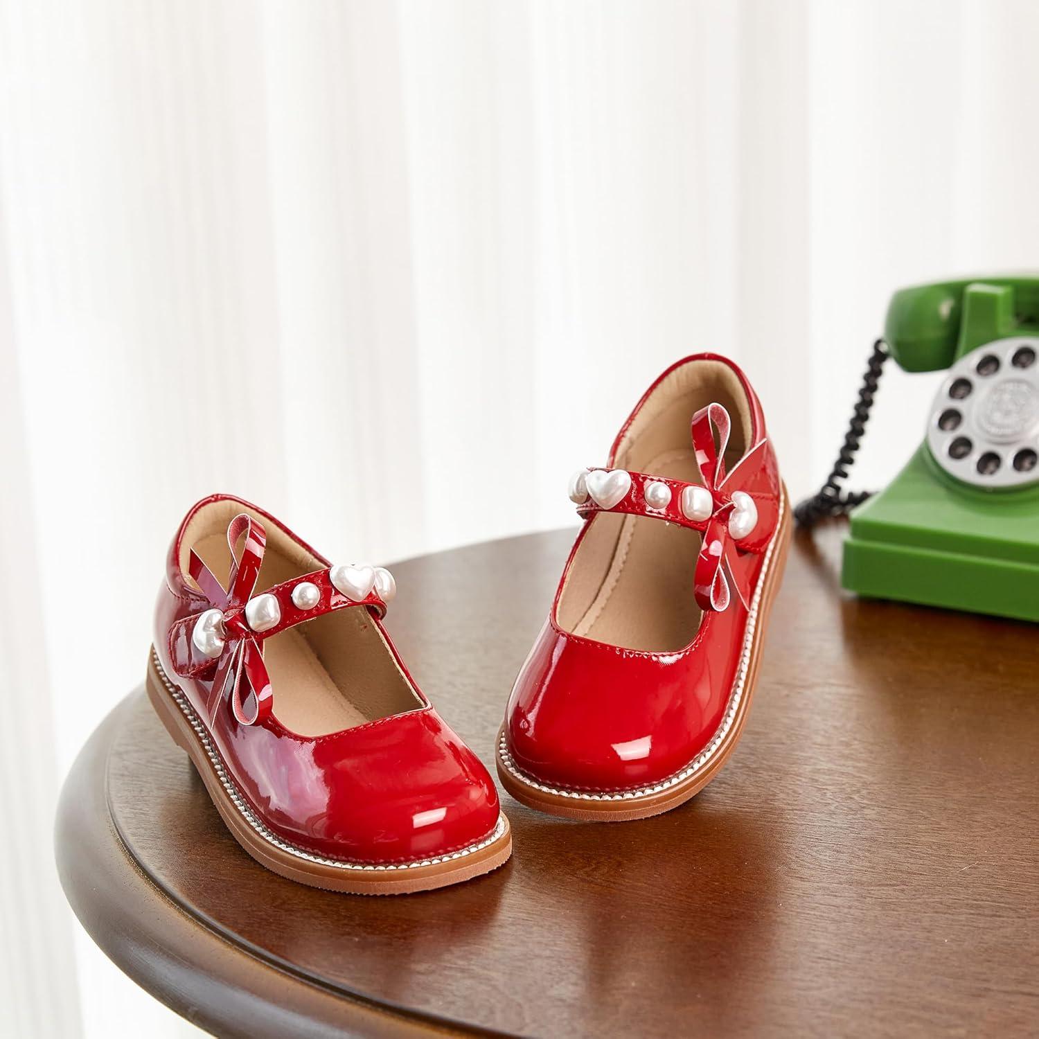 imageKiderence Girls Flat Dress Shoes School Oxfords Marry Jane ToddlerLittle KidsCk961 Red