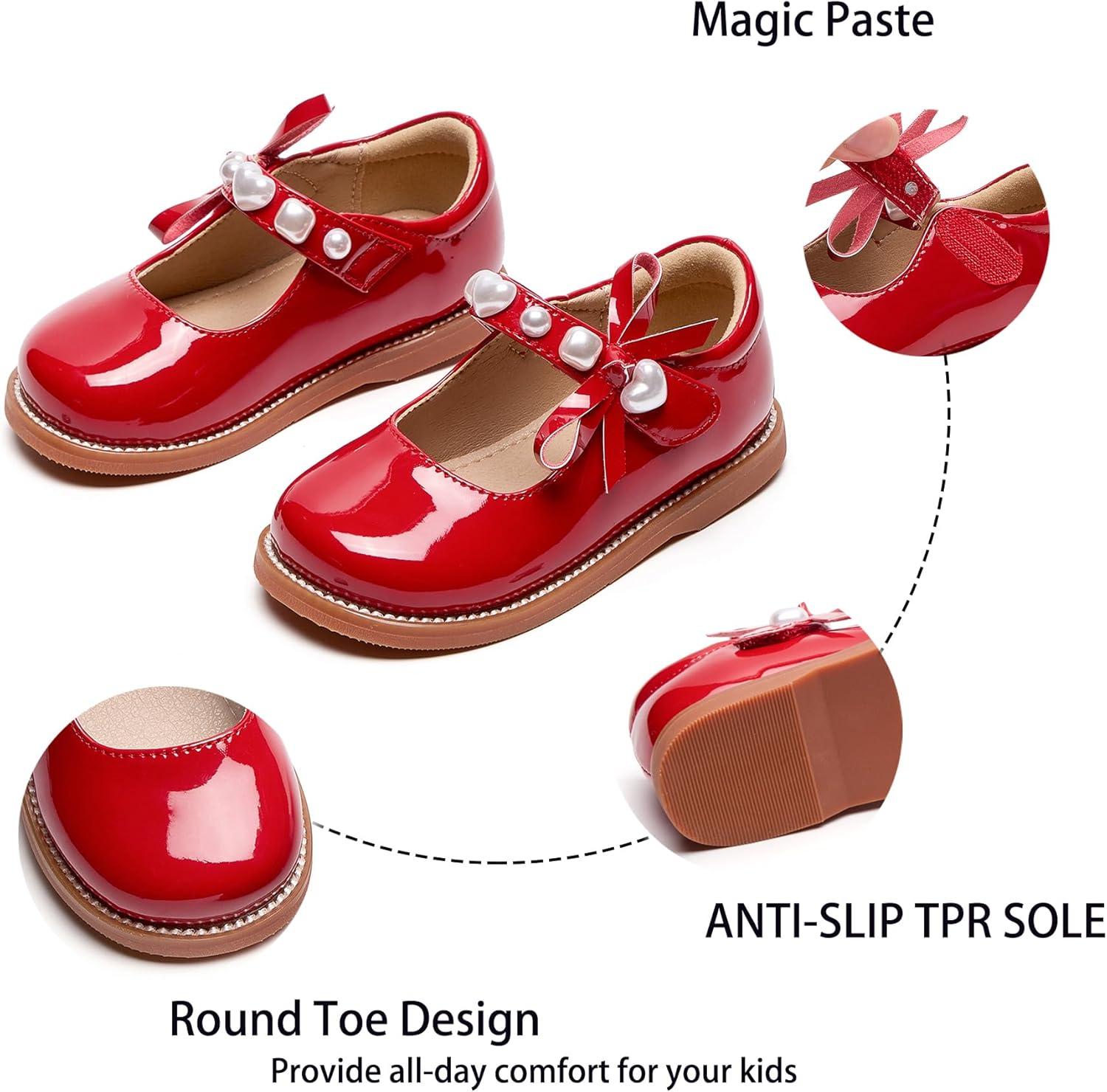 imageKiderence Girls Flat Dress Shoes School Oxfords Marry Jane ToddlerLittle KidsCk961 Red