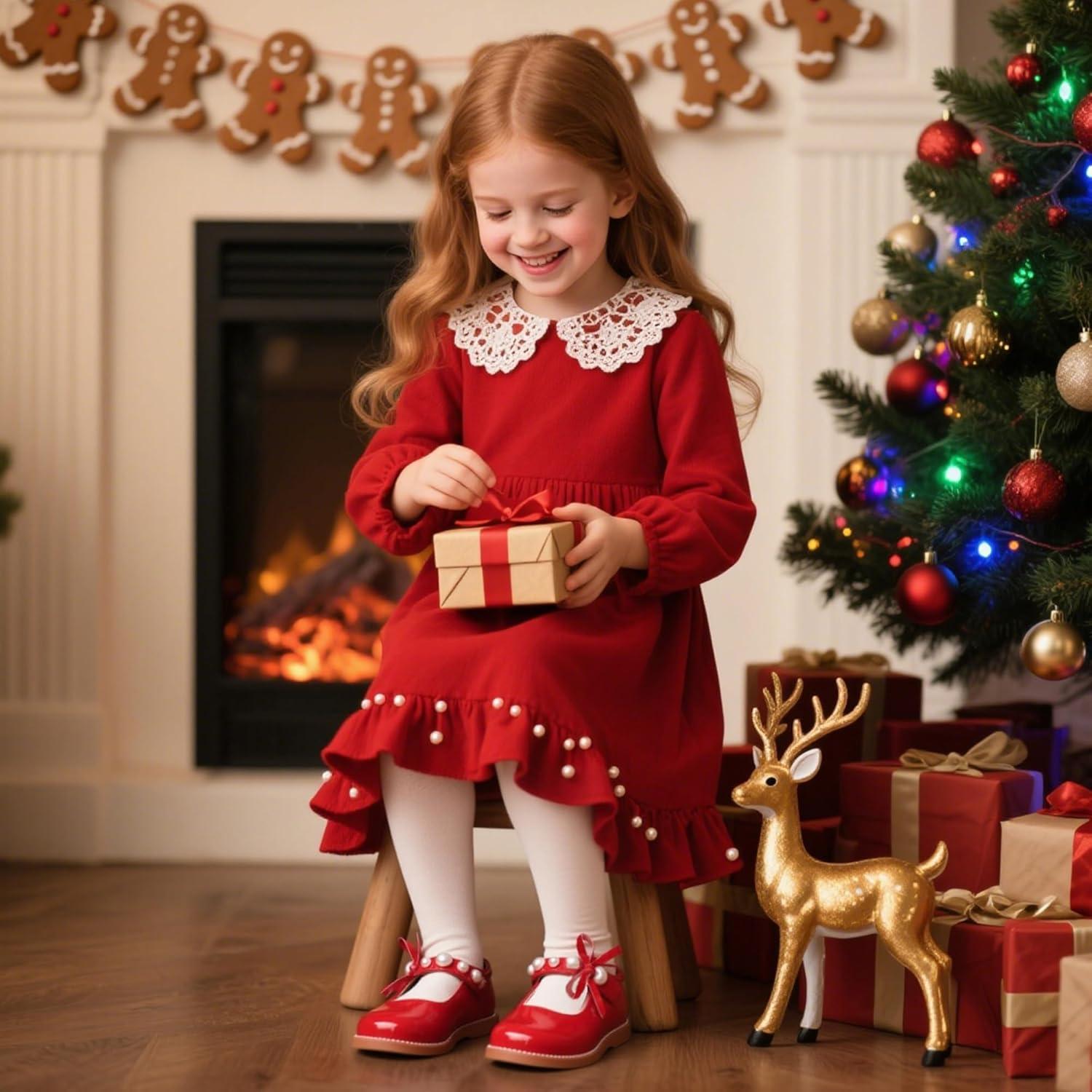 imageKiderence Girls Flat Dress Shoes School Oxfords Marry Jane ToddlerLittle KidsCk961 Red