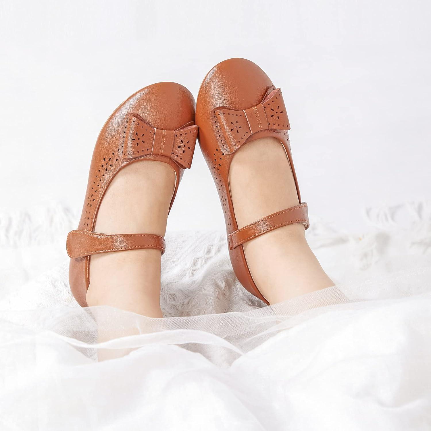 imageKiderence Little Toddler Girls Dress Shoes Ballerina Ballet Flats Kids Mary JanesCk201 Brown