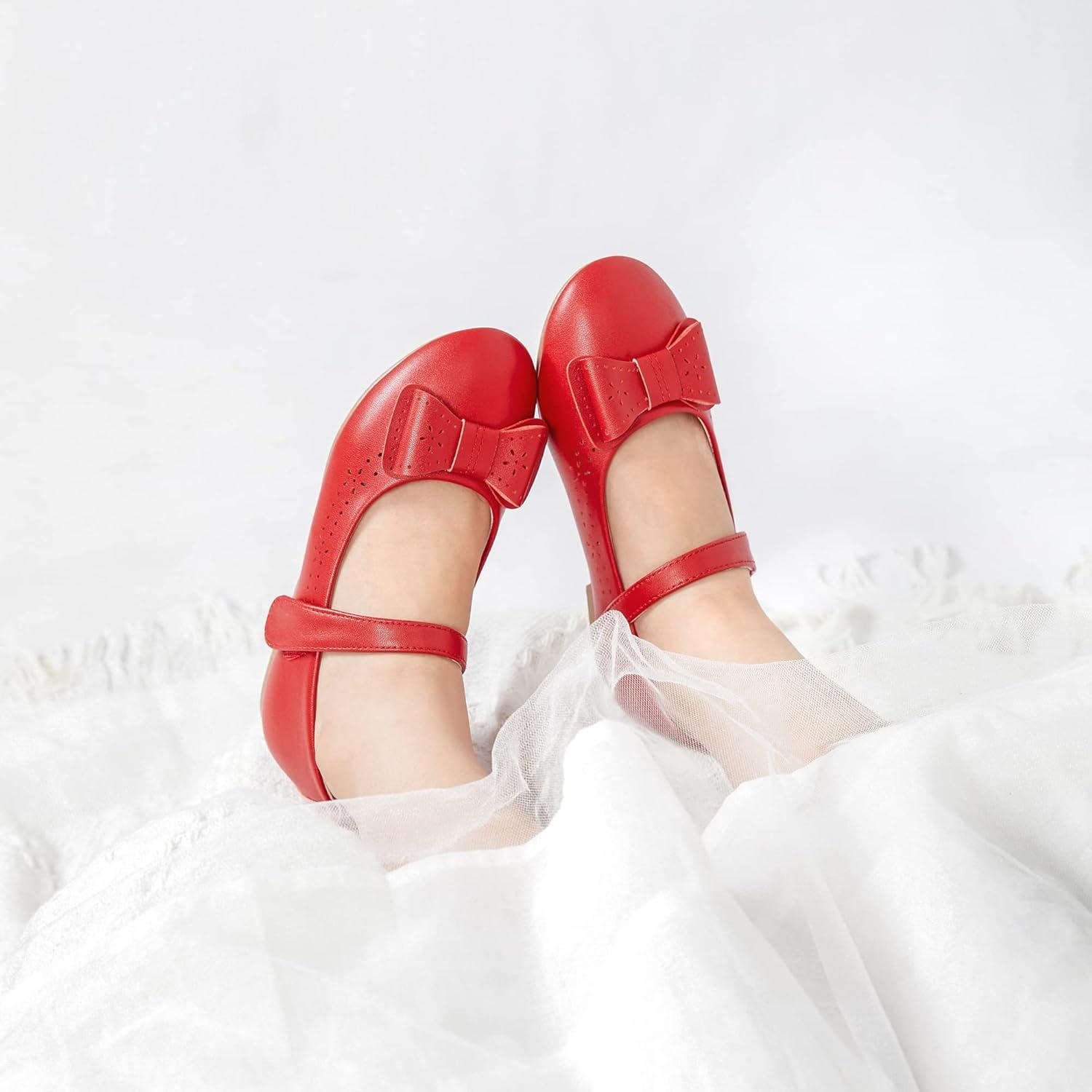 imageKiderence Little Toddler Girls Dress Shoes Ballerina Ballet Flats Kids Mary JanesCk201 Red