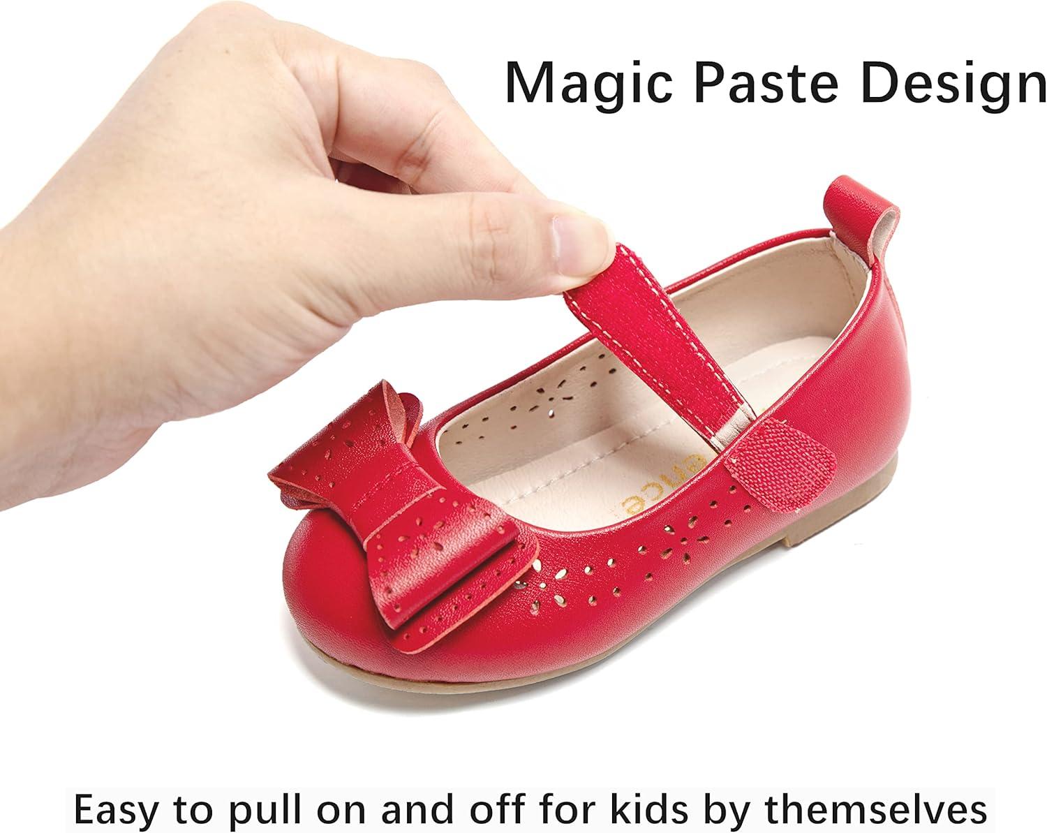 imageKiderence Little Toddler Girls Dress Shoes Ballerina Ballet Flats Kids Mary JanesCk201 Red