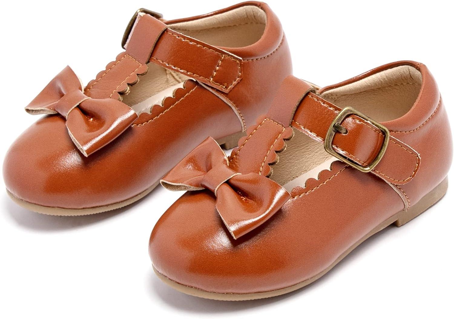 imageKiderence Little Toddler Girls Dress Shoes Ballerina Ballet Flats Kids Mary JanesCk202 Brown