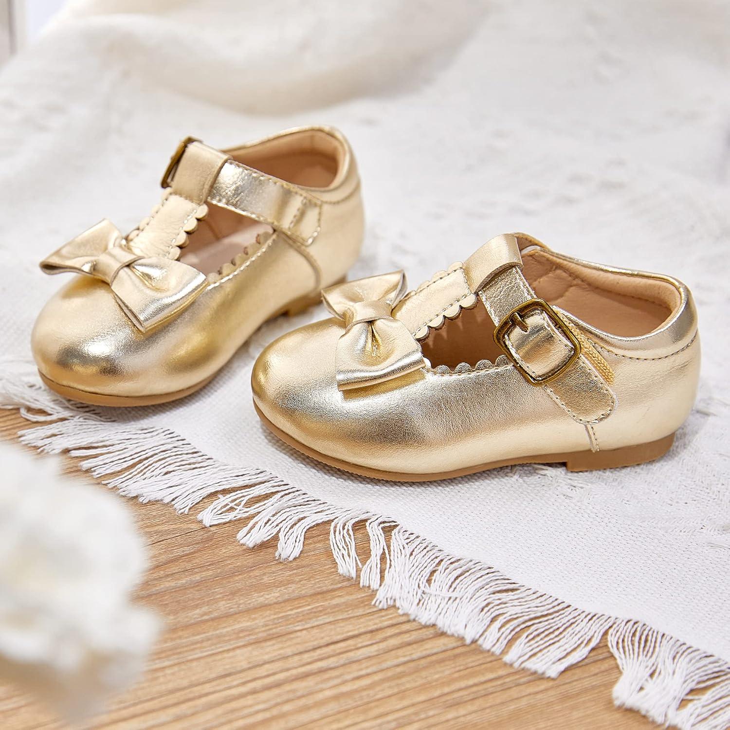 imageKiderence Little Toddler Girls Dress Shoes Ballerina Ballet Flats Kids Mary JanesCk202 Gold
