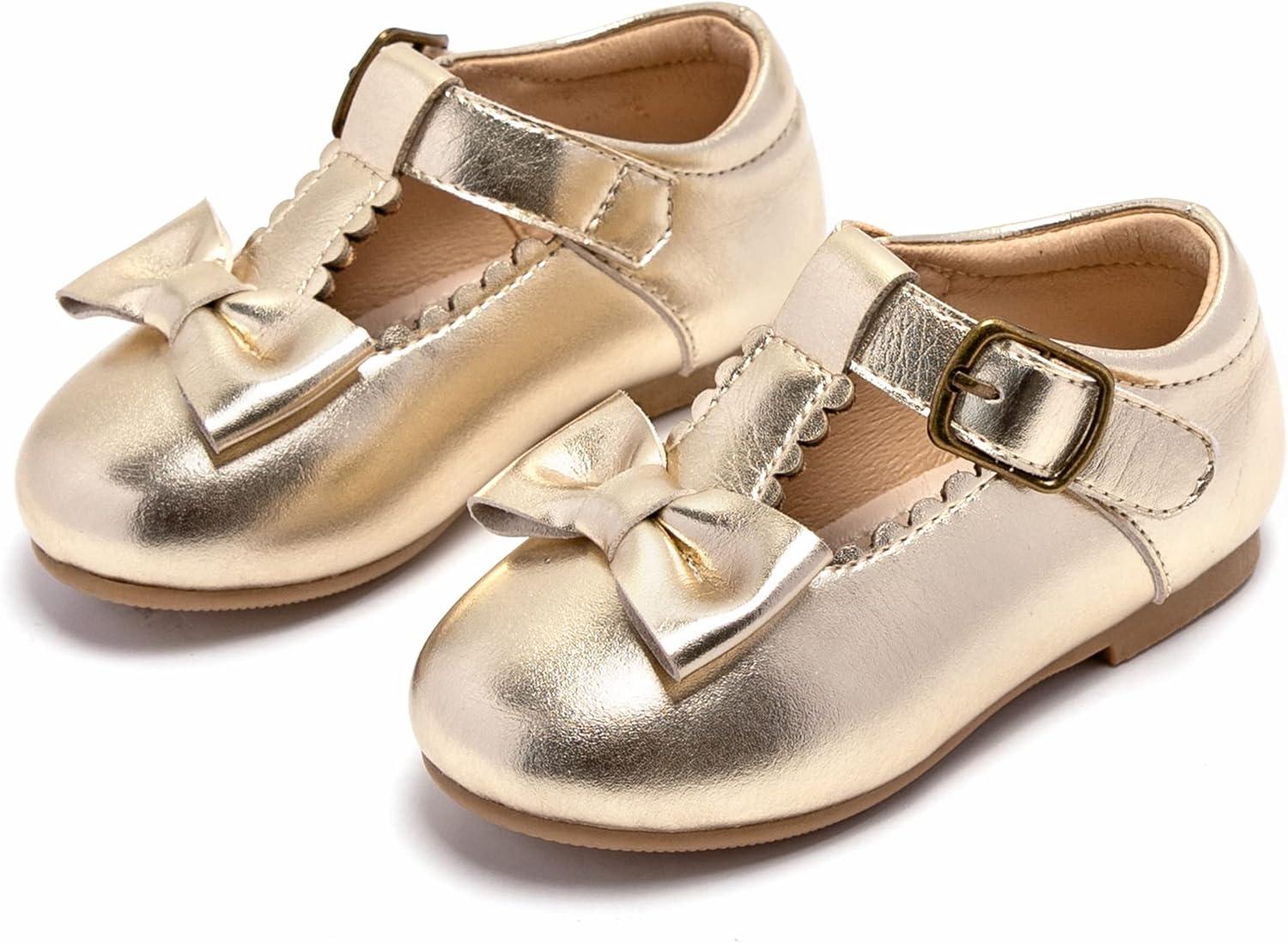 imageKiderence Little Toddler Girls Dress Shoes Ballerina Ballet Flats Kids Mary JanesCk202 Gold