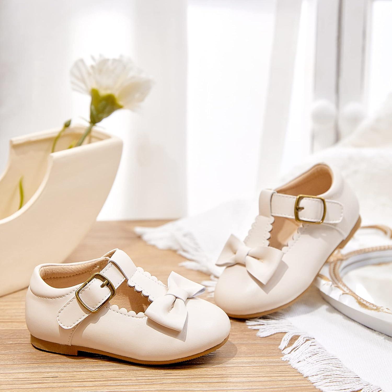 imageKiderence Little Toddler Girls Dress Shoes Ballerina Ballet Flats Kids Mary JanesCk202 Off White