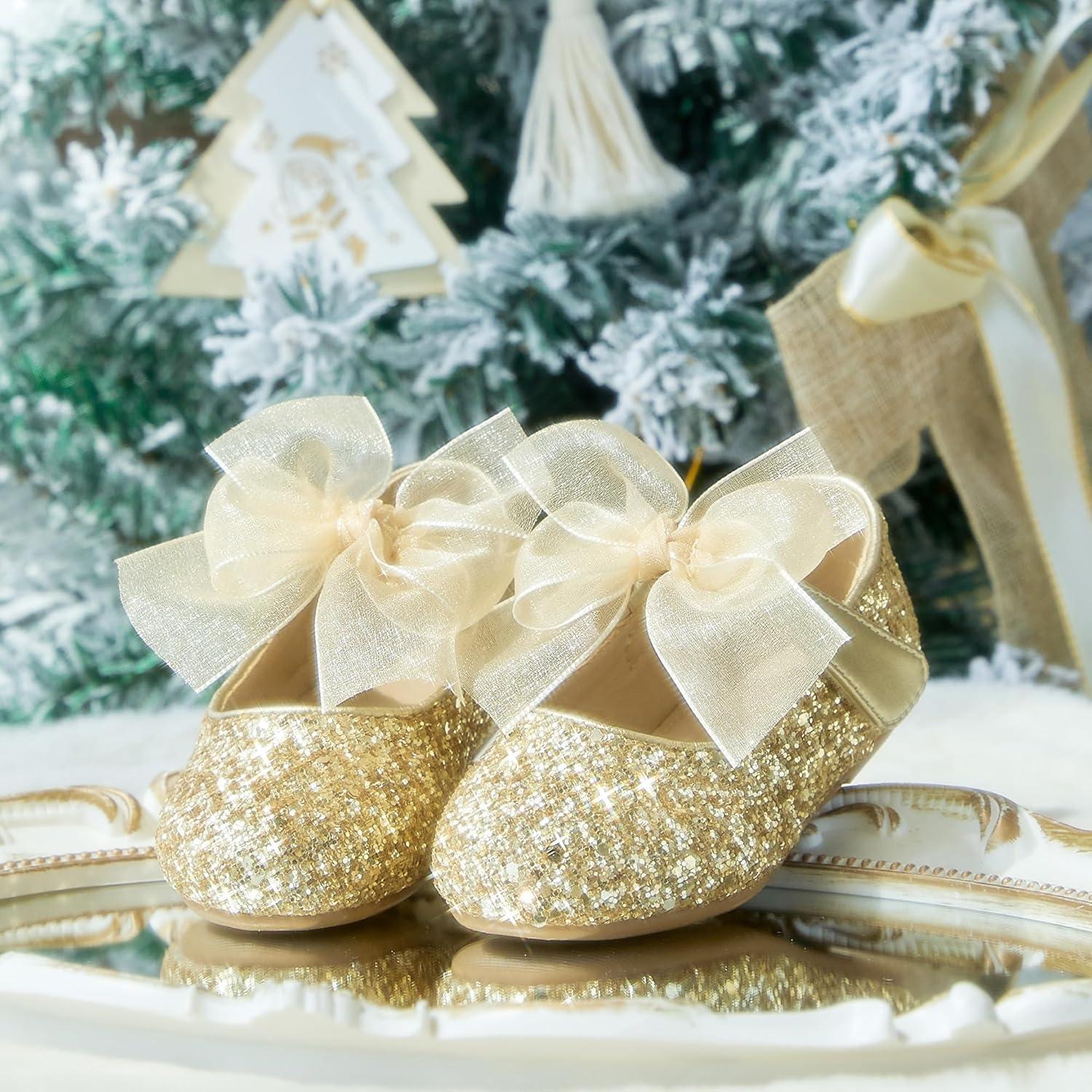 imageKiderence Little Toddler Girls Dress Shoes Ballerina Ballet Flats Kids Mary JanesCk351 Gold