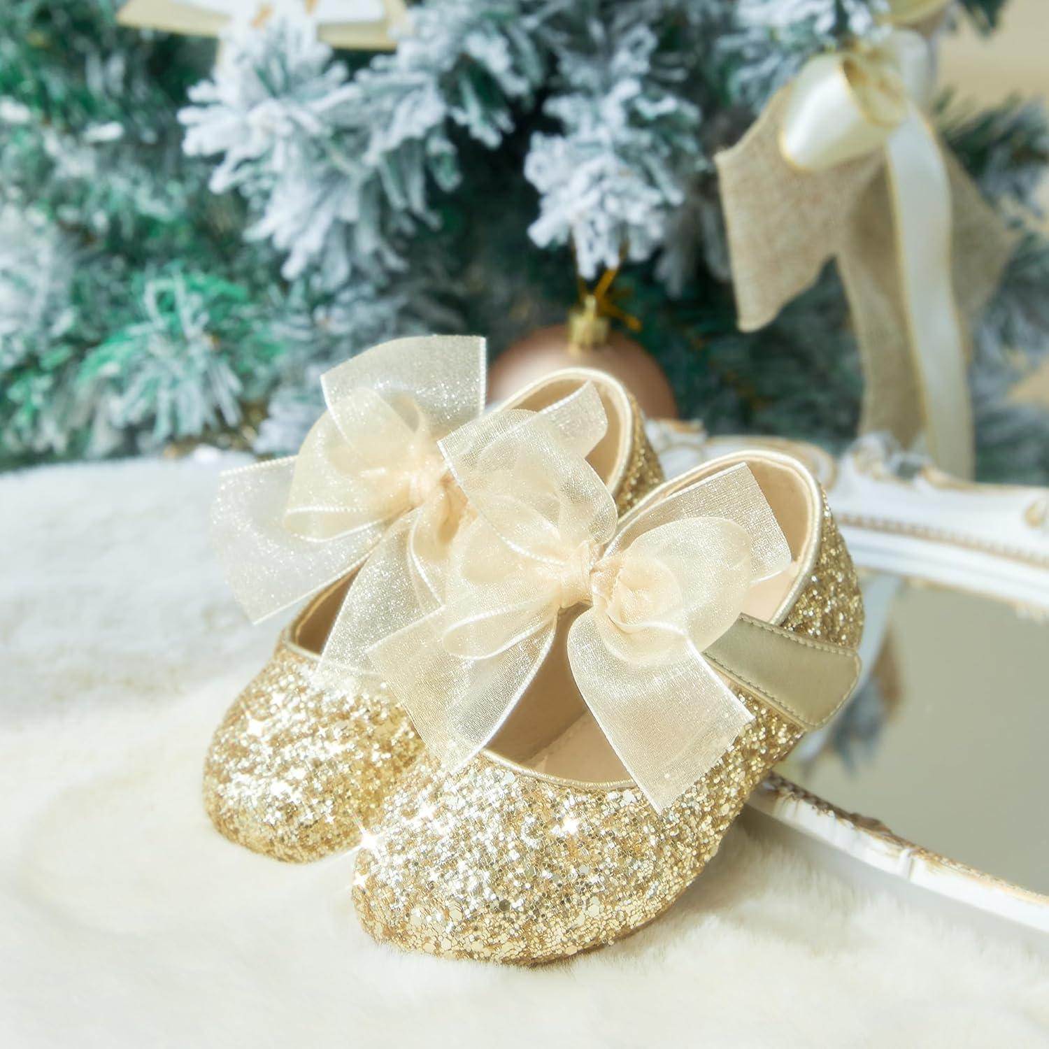 imageKiderence Little Toddler Girls Dress Shoes Ballerina Ballet Flats Kids Mary JanesCk351 Gold