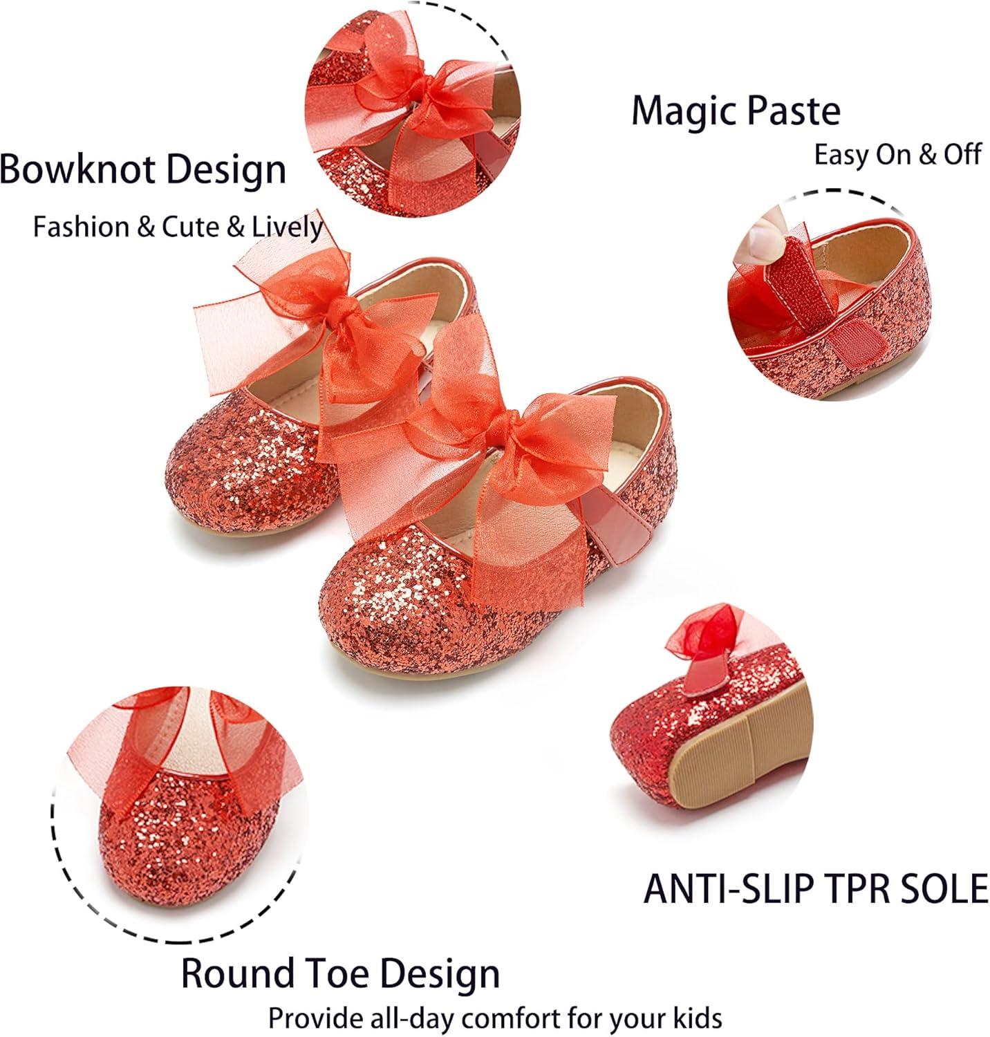 imageKiderence Little Toddler Girls Dress Shoes Ballerina Ballet Flats Kids Mary JanesCk351 Red