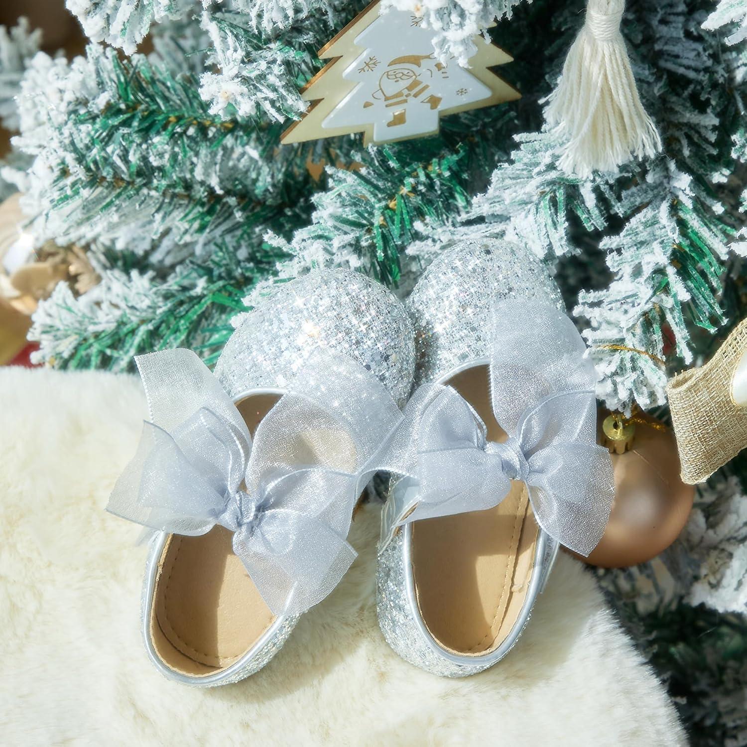 imageKiderence Little Toddler Girls Dress Shoes Ballerina Ballet Flats Kids Mary JanesCk351 Silver