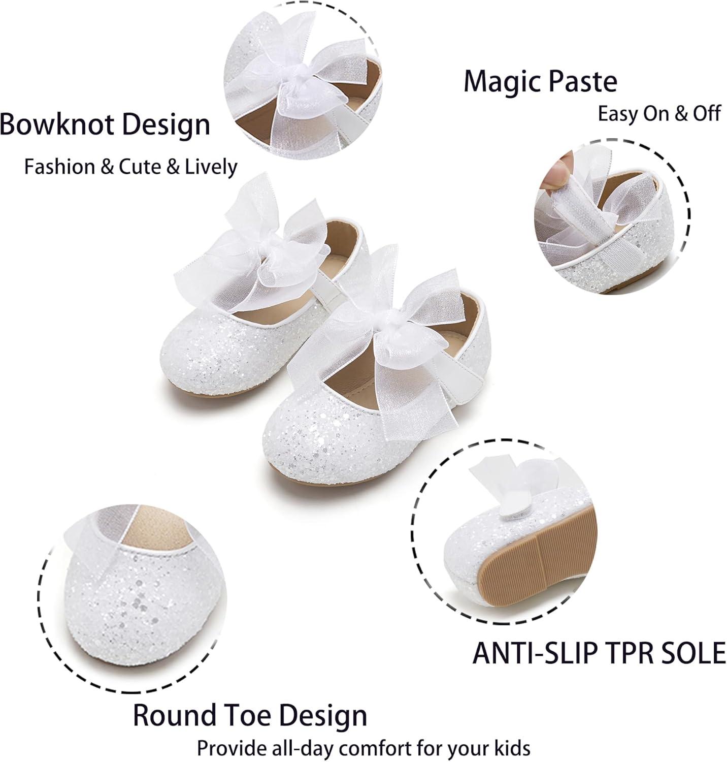 imageKiderence Little Toddler Girls Dress Shoes Ballerina Ballet Flats Kids Mary JanesCk351 White