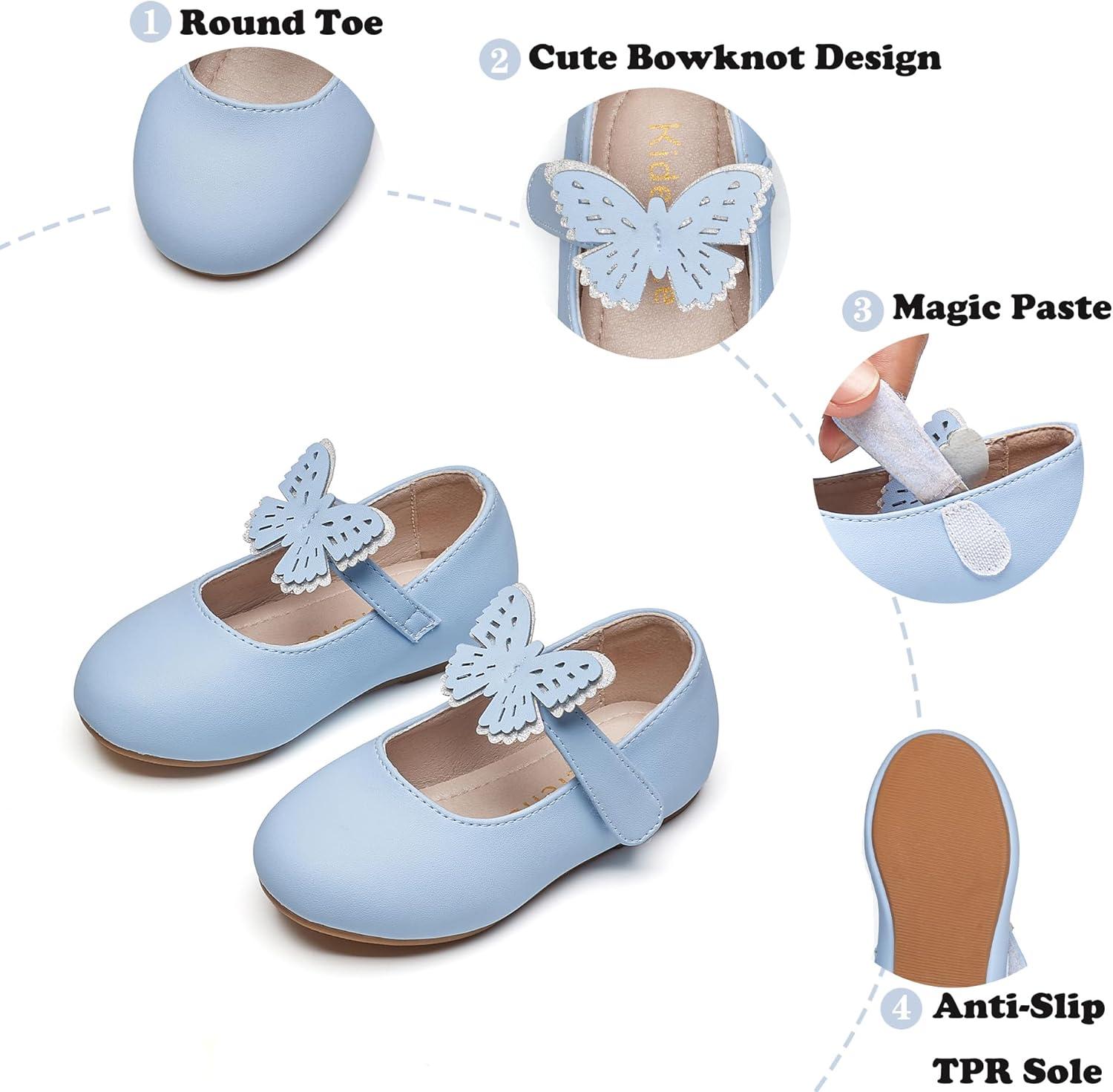 imageKiderence Little Toddler Girls Dress Shoes Ballerina Ballet Flats Kids Mary JanesCk513 Blue