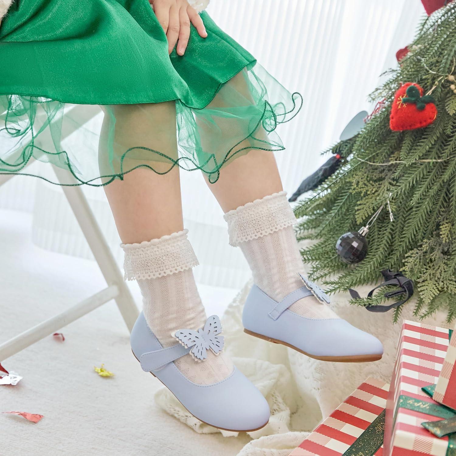 imageKiderence Little Toddler Girls Dress Shoes Ballerina Ballet Flats Kids Mary JanesCk513 Blue