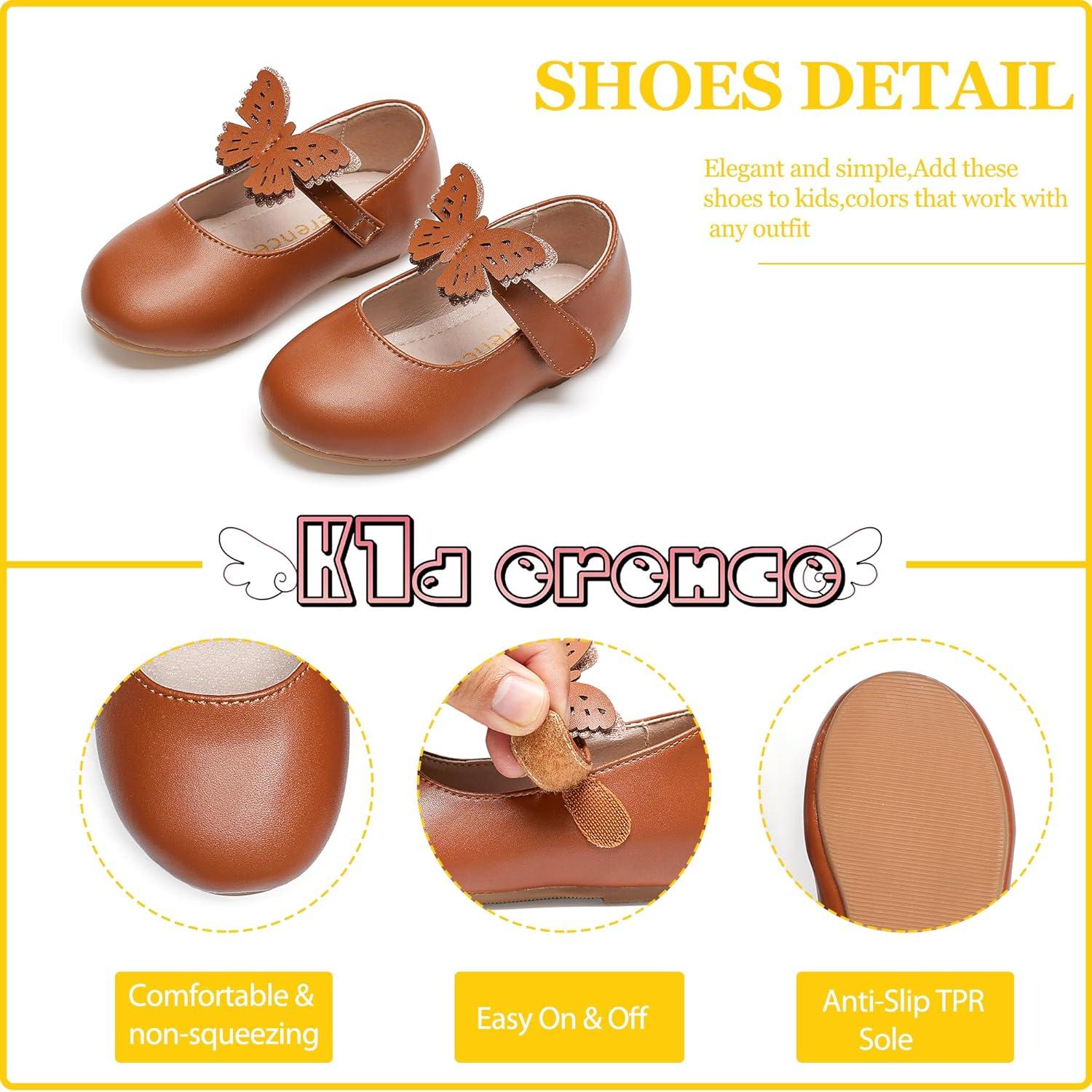 imageKiderence Little Toddler Girls Dress Shoes Ballerina Ballet Flats Kids Mary JanesCk513 Brown