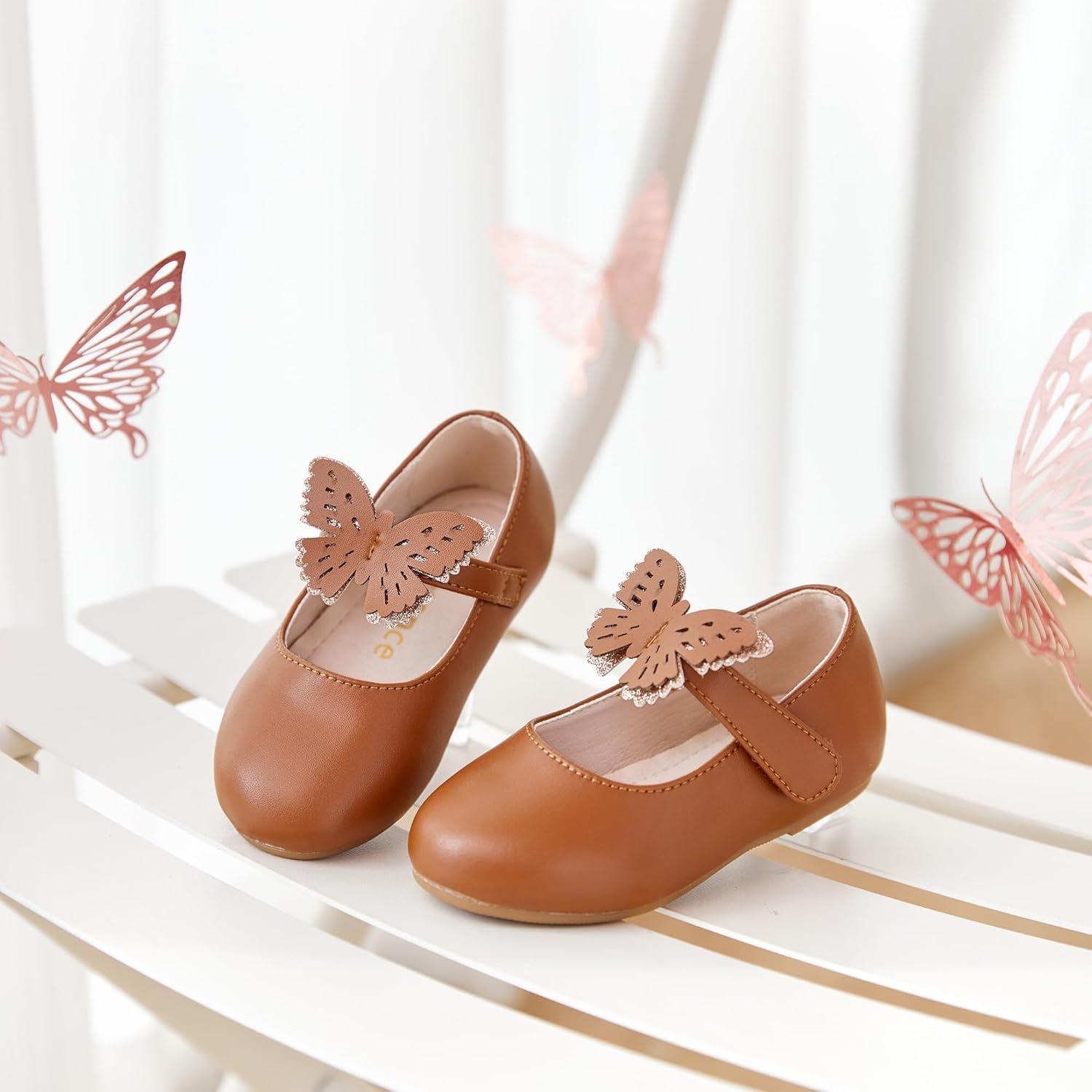 imageKiderence Little Toddler Girls Dress Shoes Ballerina Ballet Flats Kids Mary JanesCk513 Brown