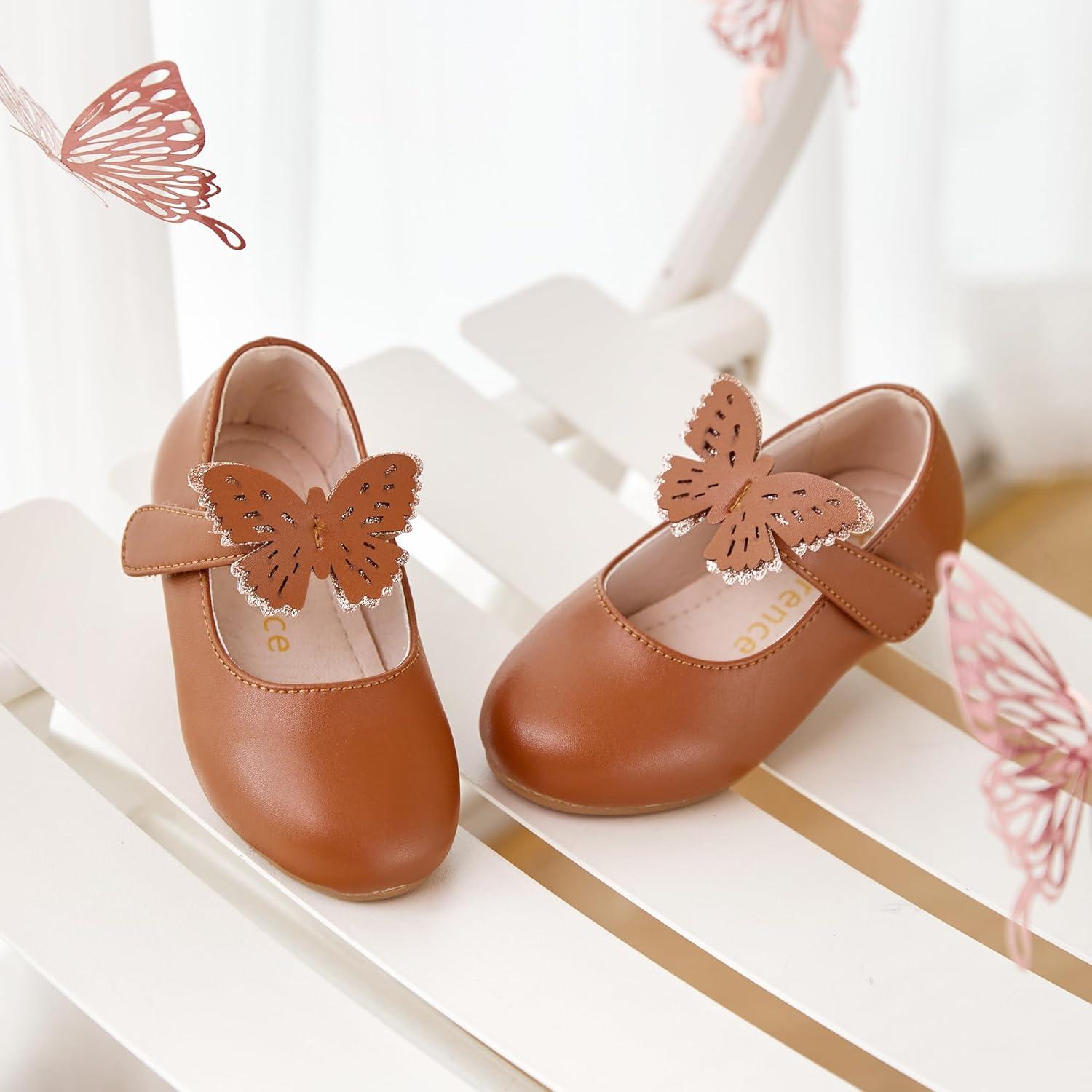 imageKiderence Little Toddler Girls Dress Shoes Ballerina Ballet Flats Kids Mary JanesCk513 Brown