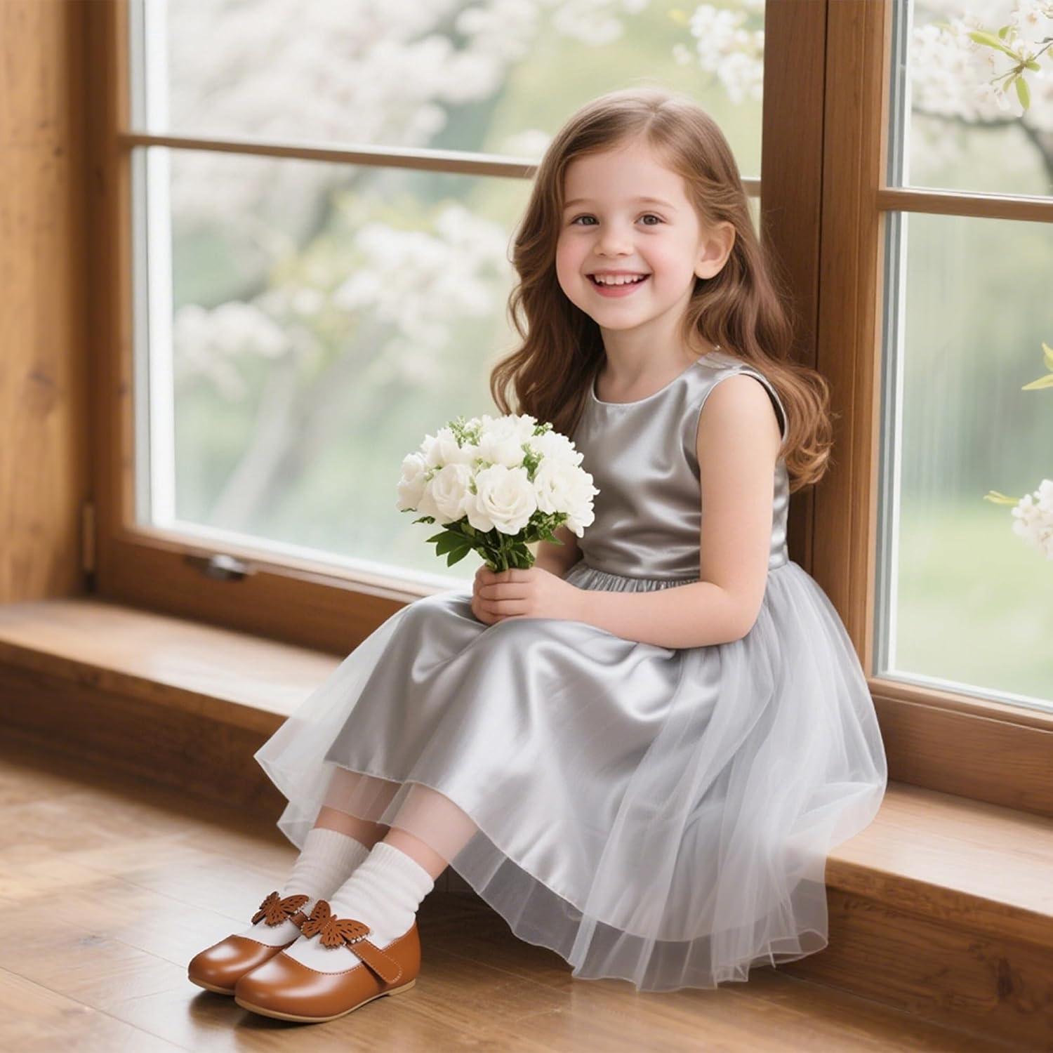 imageKiderence Little Toddler Girls Dress Shoes Ballerina Ballet Flats Kids Mary JanesCk513 Brown